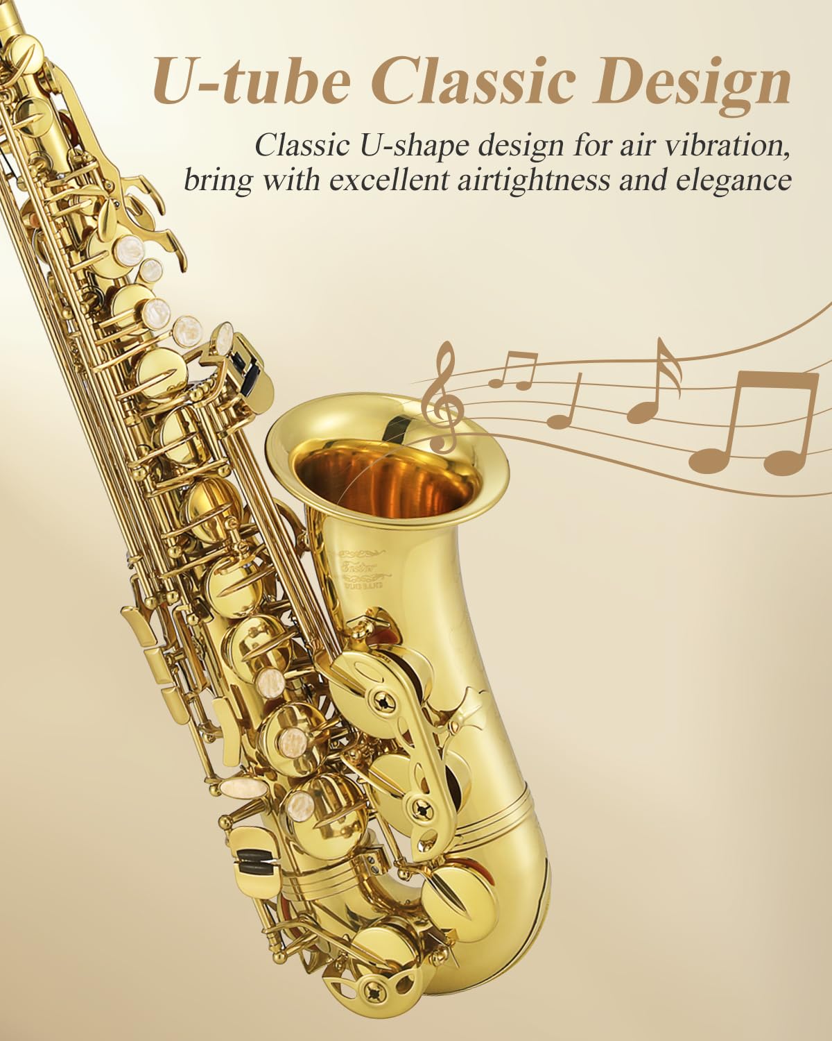 Eastar Professional Alto Saxophone E Flat Alto Saxophone Eb Saxophone Gold With Cleaning Cloth, Carrying Case, Mouthpiece, Neck