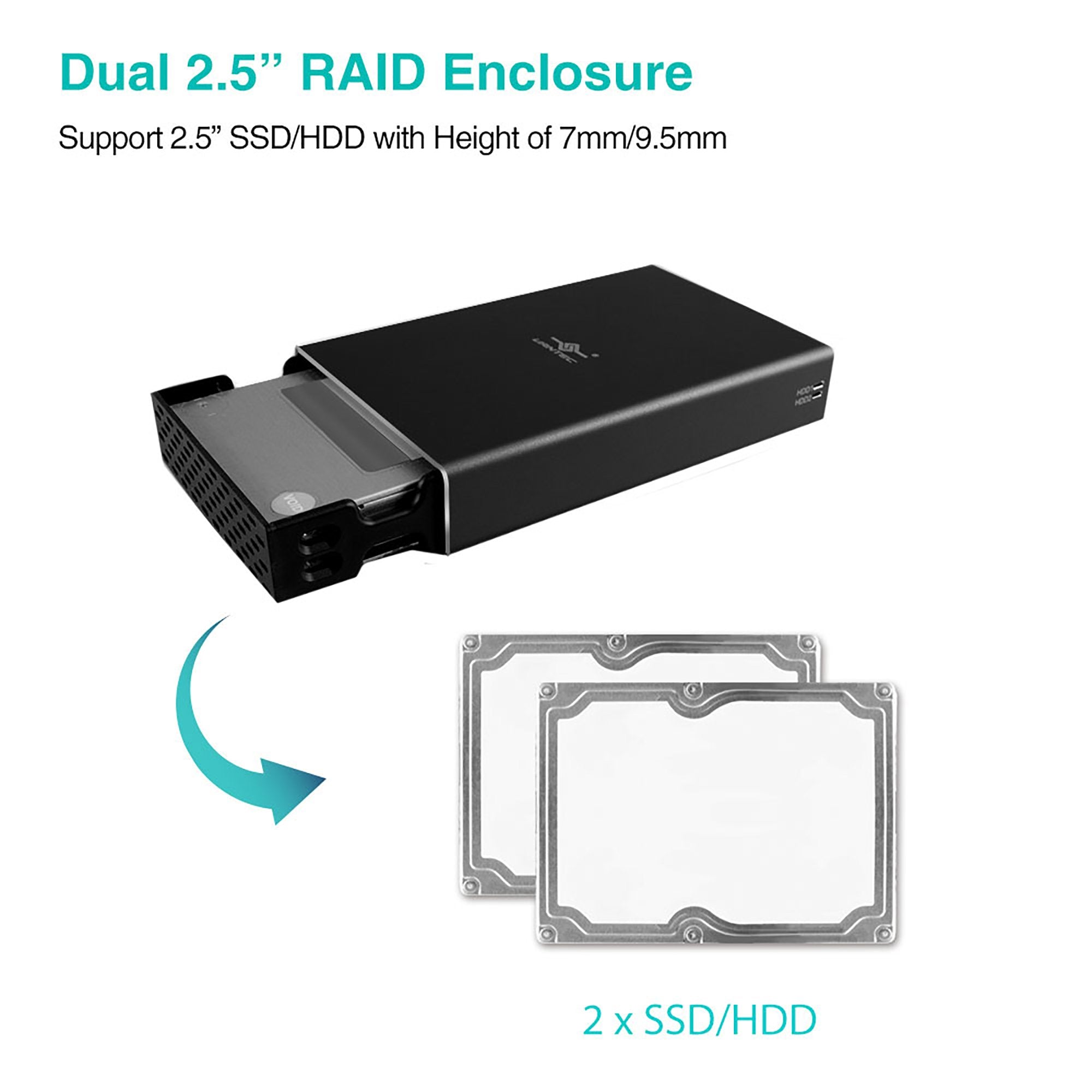 Vantec Nexstar Gx Usb 3.0 Dual 2.5 Sata Ssd/Hdd Raid Enclosure, Black (Nst-272S3-Bk)