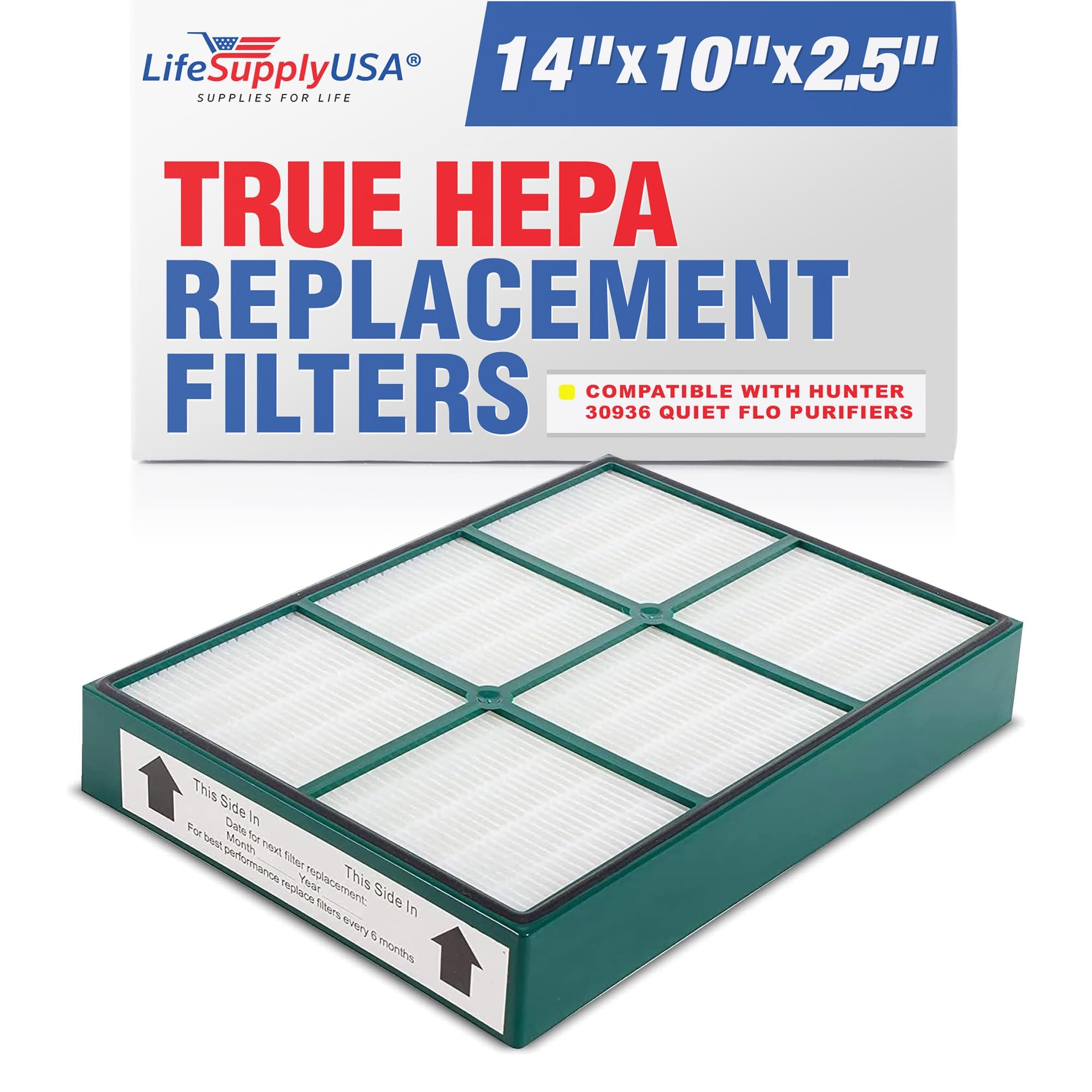 Lifesupplyusa Hepatech Filter Replacement Compatible With Hunter 30936 Quiet Flo Air Purifiers 30058 30085 30090 30095 30105 301