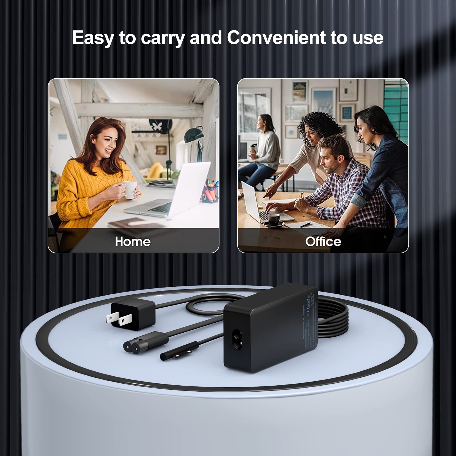 Surface Pro Charger 65W, Surface Laptop Charger For Microsoft Surface Pro 9/8/7+/7/6/5/4/3/X, Surface Laptop 5/4/3/2/1/Studio, S