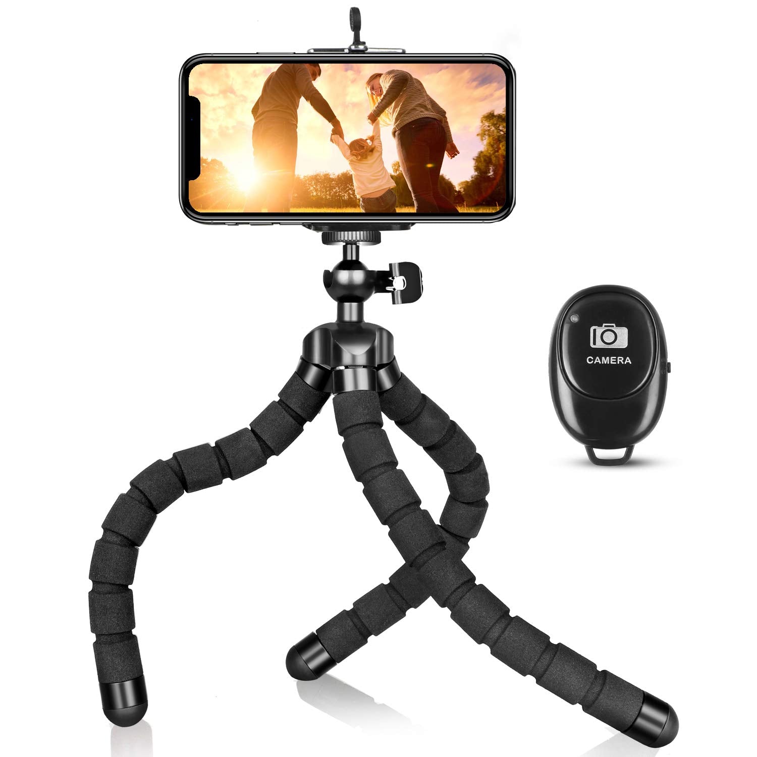 Phone Tripod Mini Flexible Cellphone Camera Tripod Stand Holder with Remote and Universal Clip for iPhone 15 14 13 12 Pro Max 11
