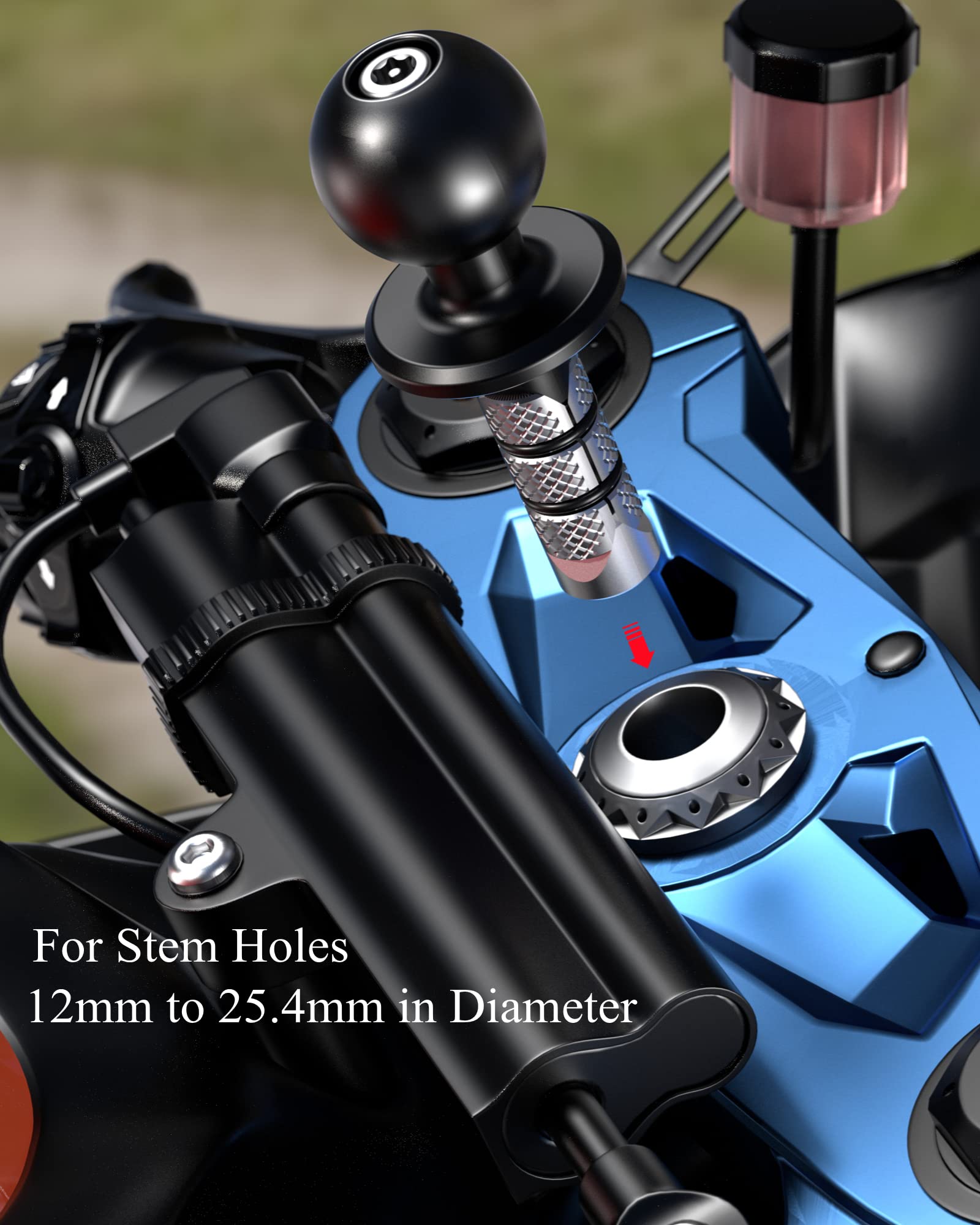 Brcovan Metal Motorcycle Fork Stem Mount Base With 1'' Tpu Ball For Stem Holes 12Mm To 25.4Mm In Diameter, Compatible With Ram M