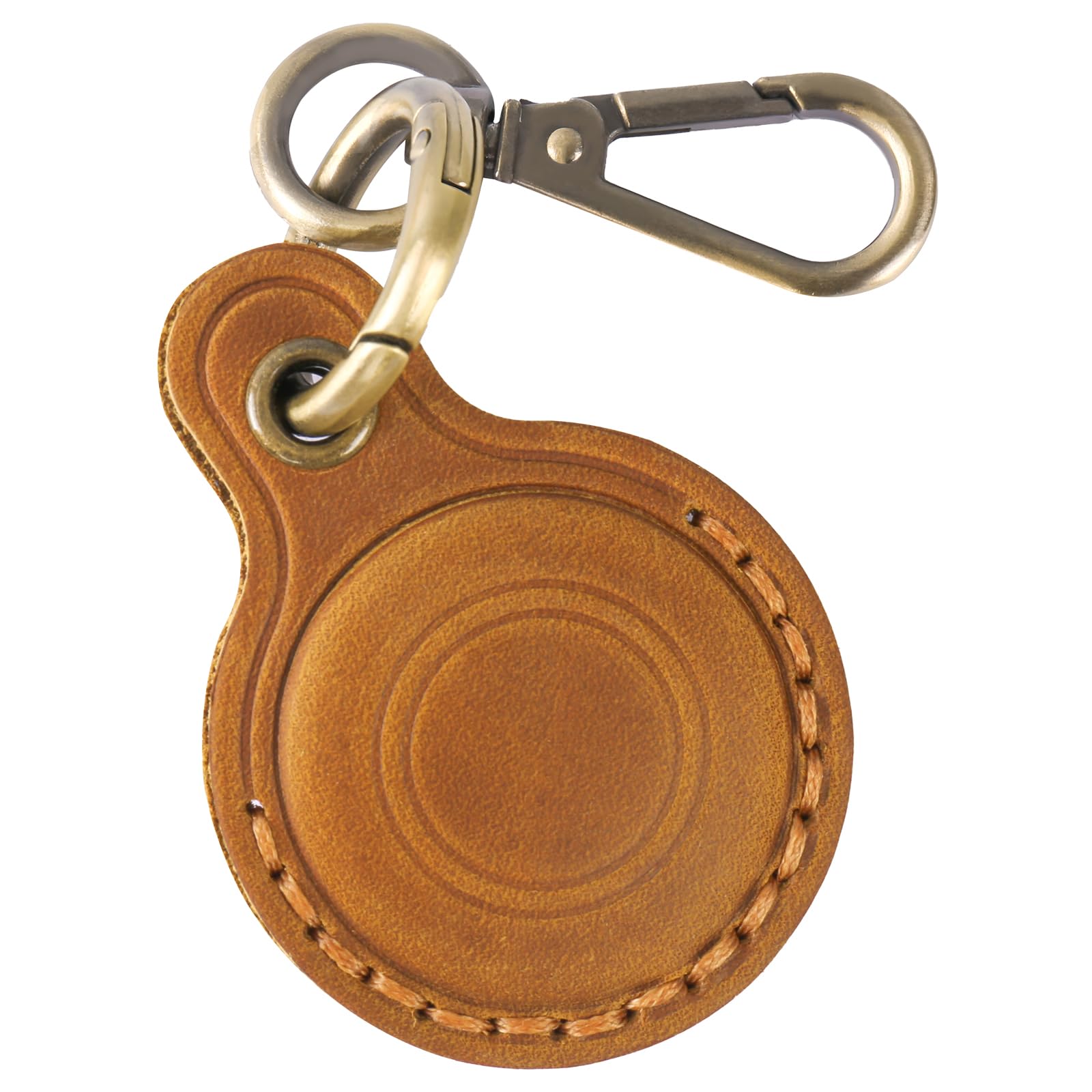 Genuine Leather Airtag Holder For Apple Airtag Keychain Holder Leather Case,Protective Cover Accessories(Brown)