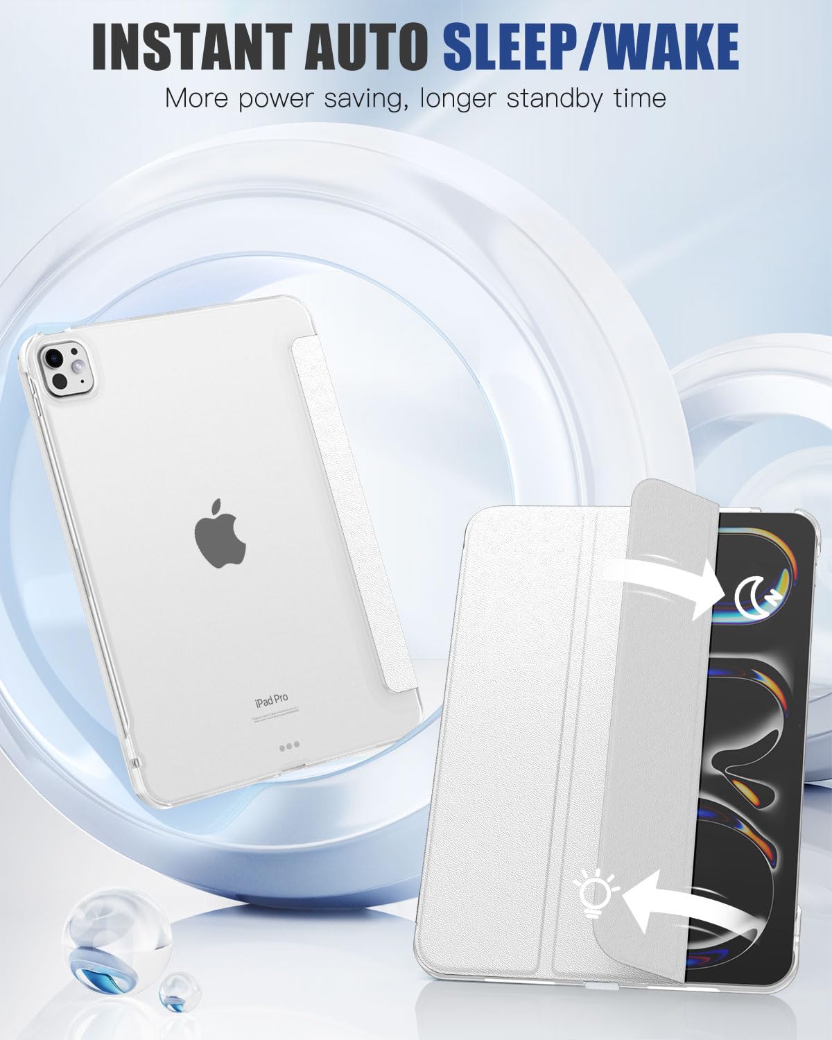 MoKo for iPad Pro 11 Inch Case M4 2024 (5th Gen), Ultra Slim Stand Case with Hard PC Translucent Back Shell Cover for iPad Pro 11'' 2024 Model (A2836/A2837/A3006), Support Apple Pencil Pro, White