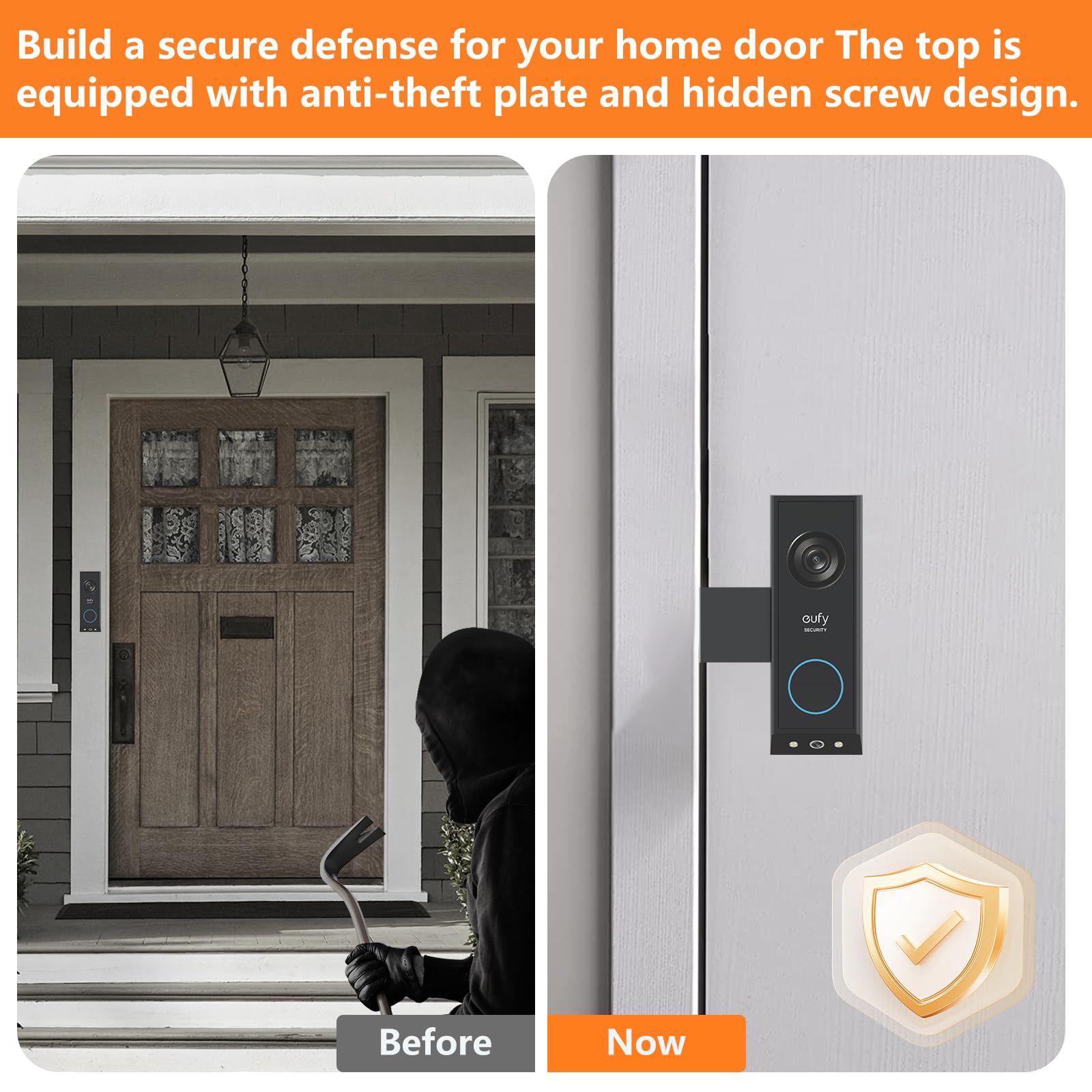 Anti Theft Doorbell Mount For Eufy E340, No Drill Adjustable Doorbell Camera Mount Compatible With Eufy Doorbell E340, Not Block