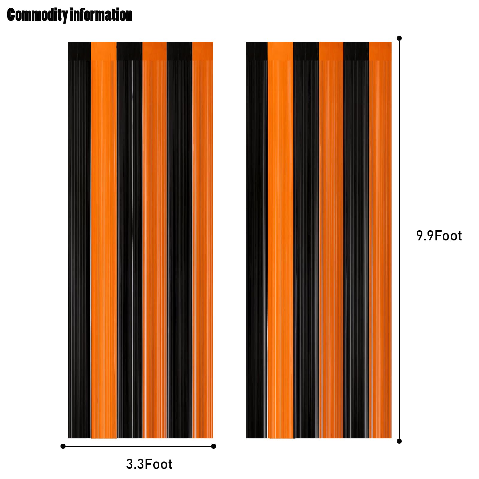 Canrevel 2 Pack 3.3X8.2 Feet Black And Orange Foil Fringe Backdrop Curtains, Tinsel Streamers Birthday Party Decorations, Fringe