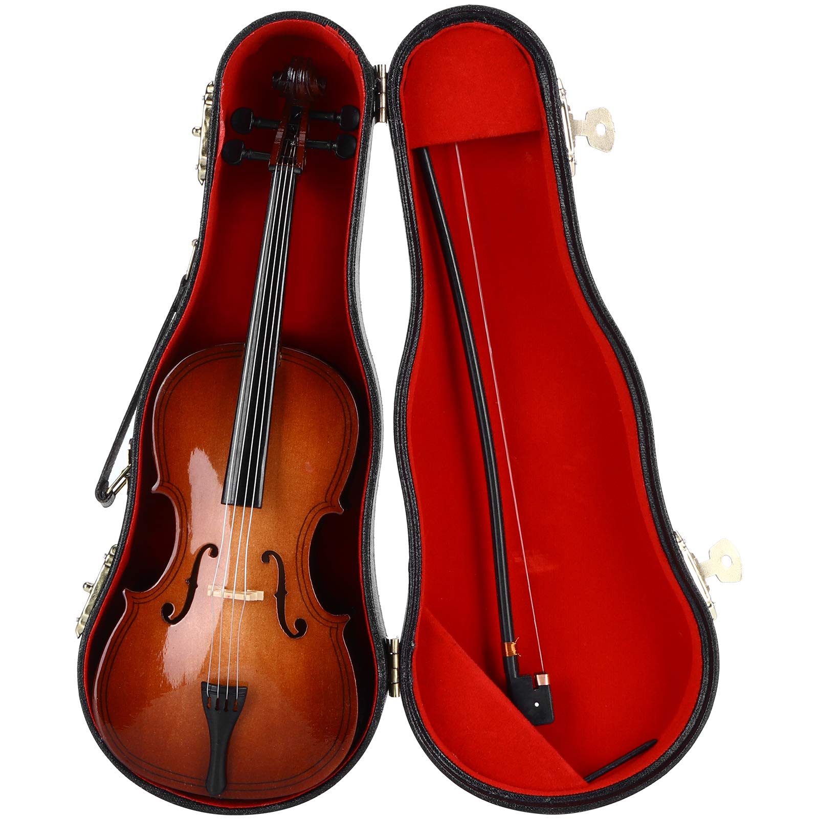 Mini Cello Model Ornament, Miniature Cello With Case Desk Display Bass Musical Instrument Wooden Decoration Delicate Gift Home D