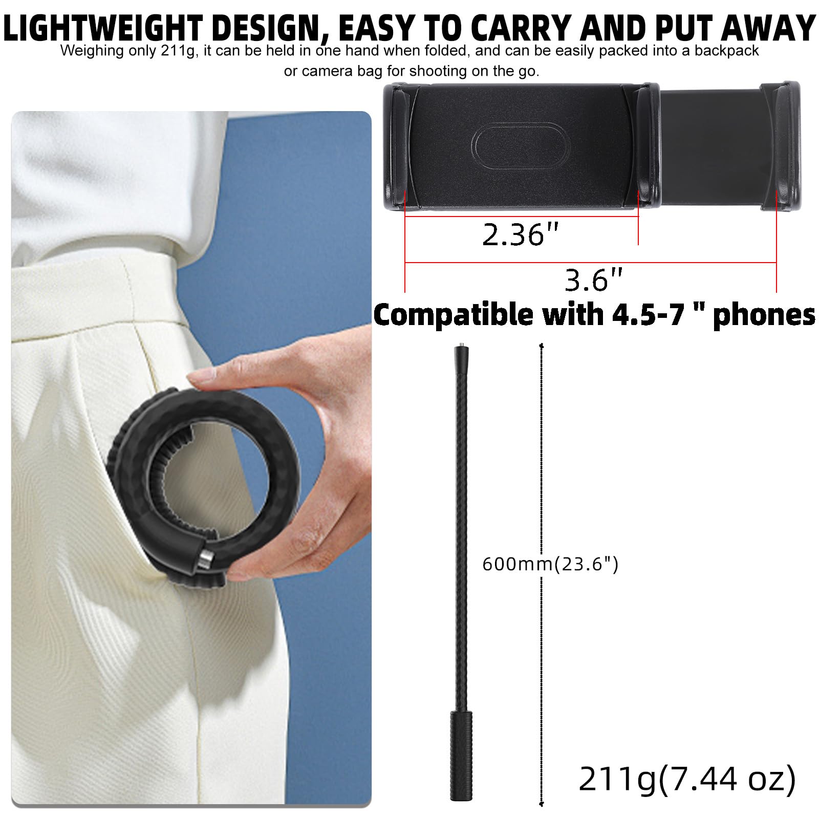 Fpn Portable Flexible Phone Holder With Handle For Treadmill, Spin Bike, Stroller, Tripod, Shopping Cart, Desk, Logitech Webcam,