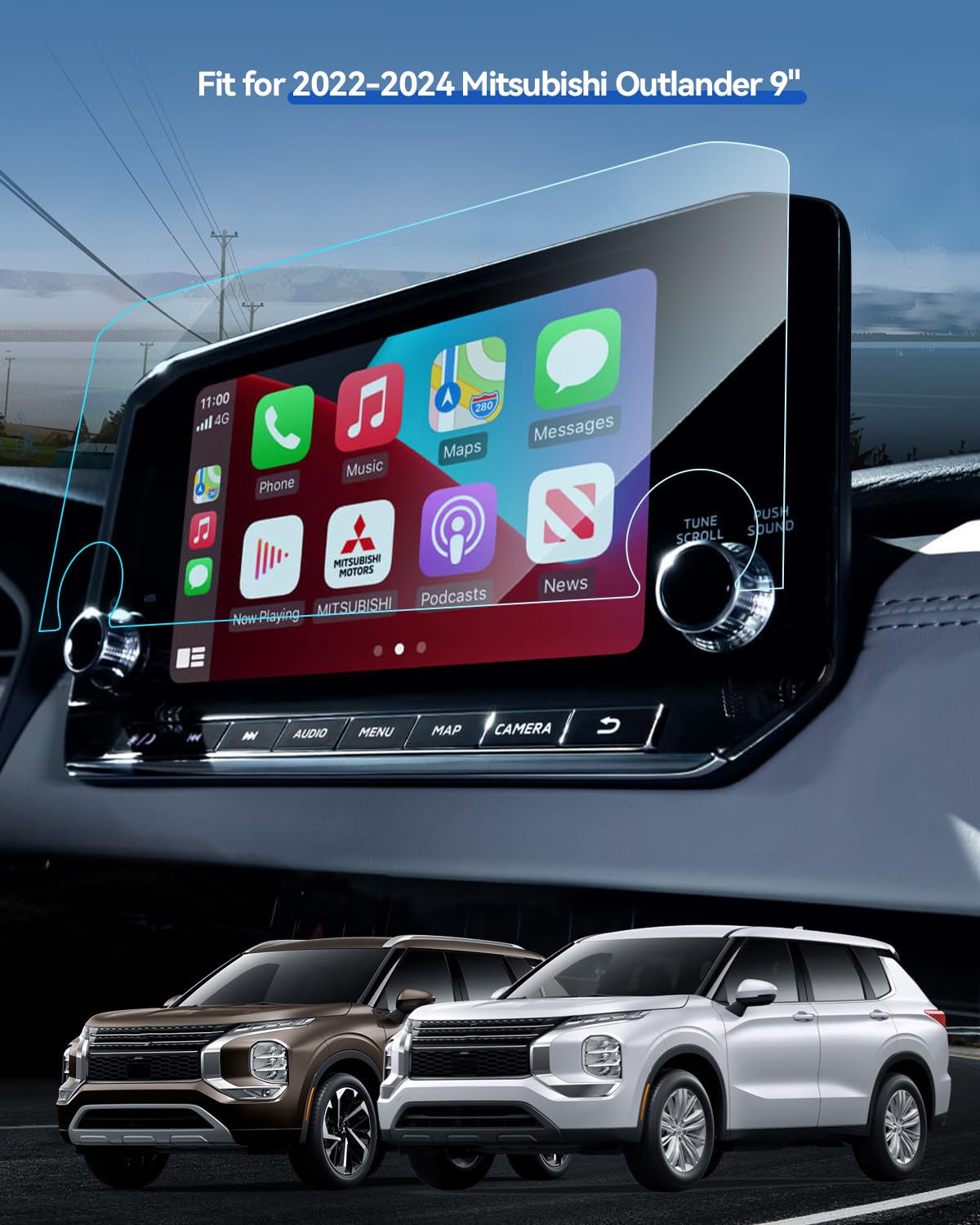 Lantu 2Pcs Ar Screen Protector For 2022 2023 2024 Mitsubishi Outlander Accessories Navigation Touchscreen Protector Film Accesso