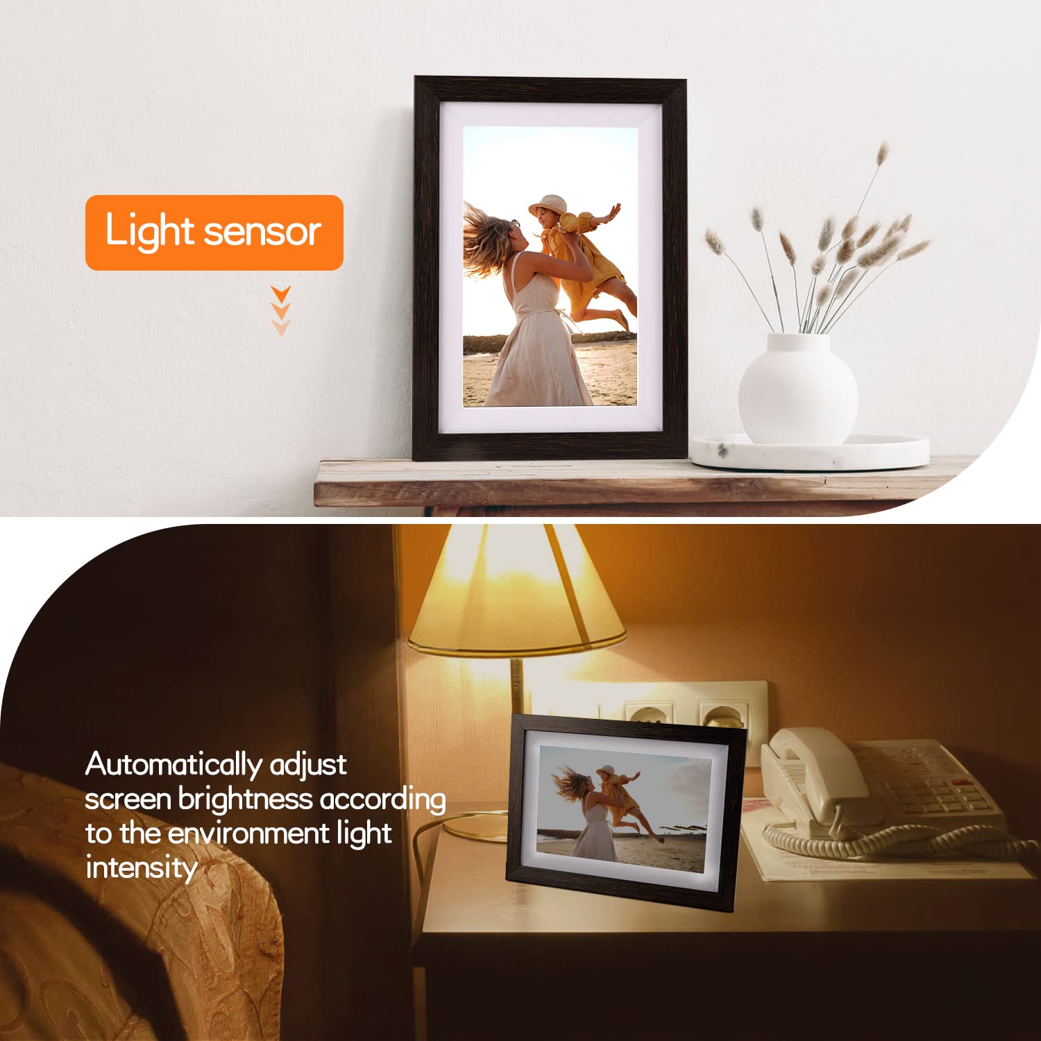 Frameo Digital Picture Frame Wifi 10.1Inch Digital Photo Frame,Electronic Photo Frame Load From Phone,1280X800 Ips Touch Screen