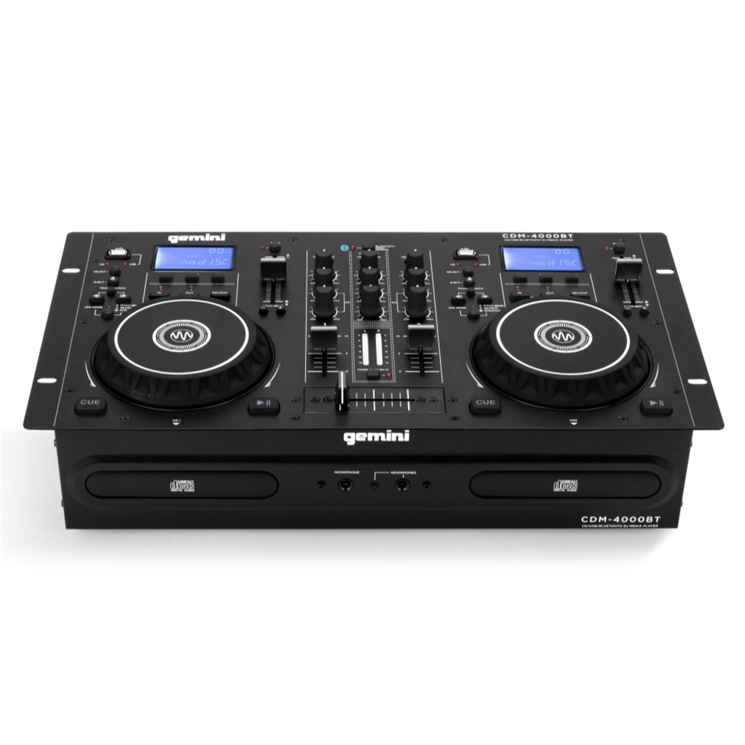 Gemini Sound Cdm 4000Bt: All In One Dj Standalone Dj Cd Player & Mixer Combo With Bluetooth   Dual Cd/Usb For Home & Event Use, User Friendly Controls With Jog Wheels And Pitch Control