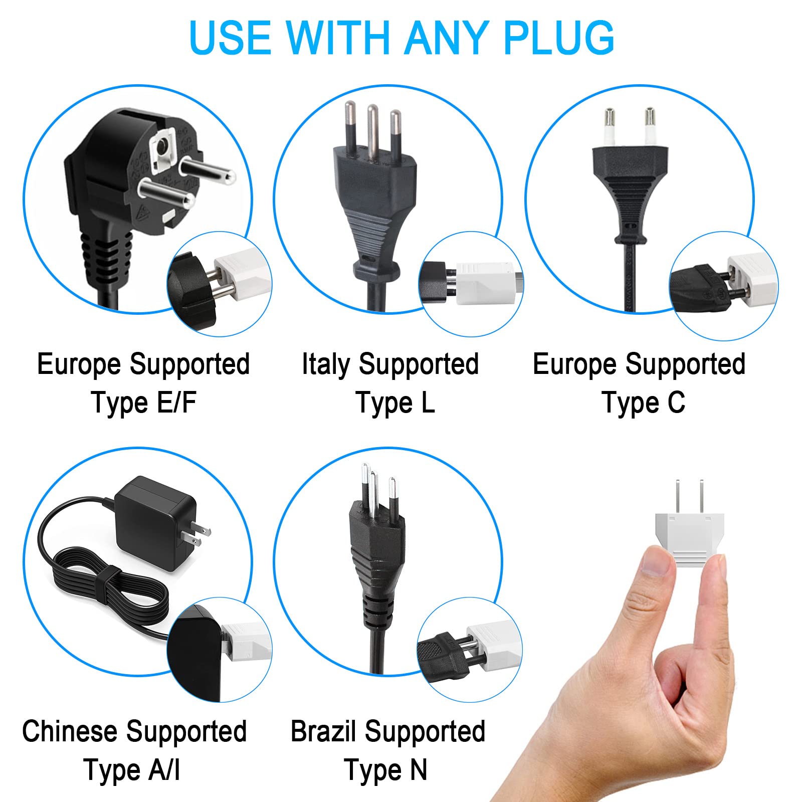4 Pack European To Us Plug Adapter, 220V To 110V Adapter Plug Converter, Travel Adapter European To American, Canada, Mexico, Ty