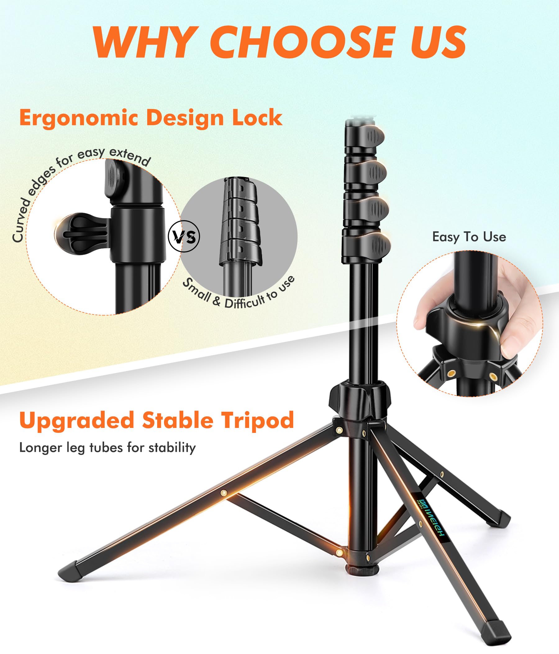 Nineigh 71 Tripod For Iphone, Phone Tripod Selfie Stick With Remote, Cell Phone Tripods & Tall Travel Tripods For Recording Vide