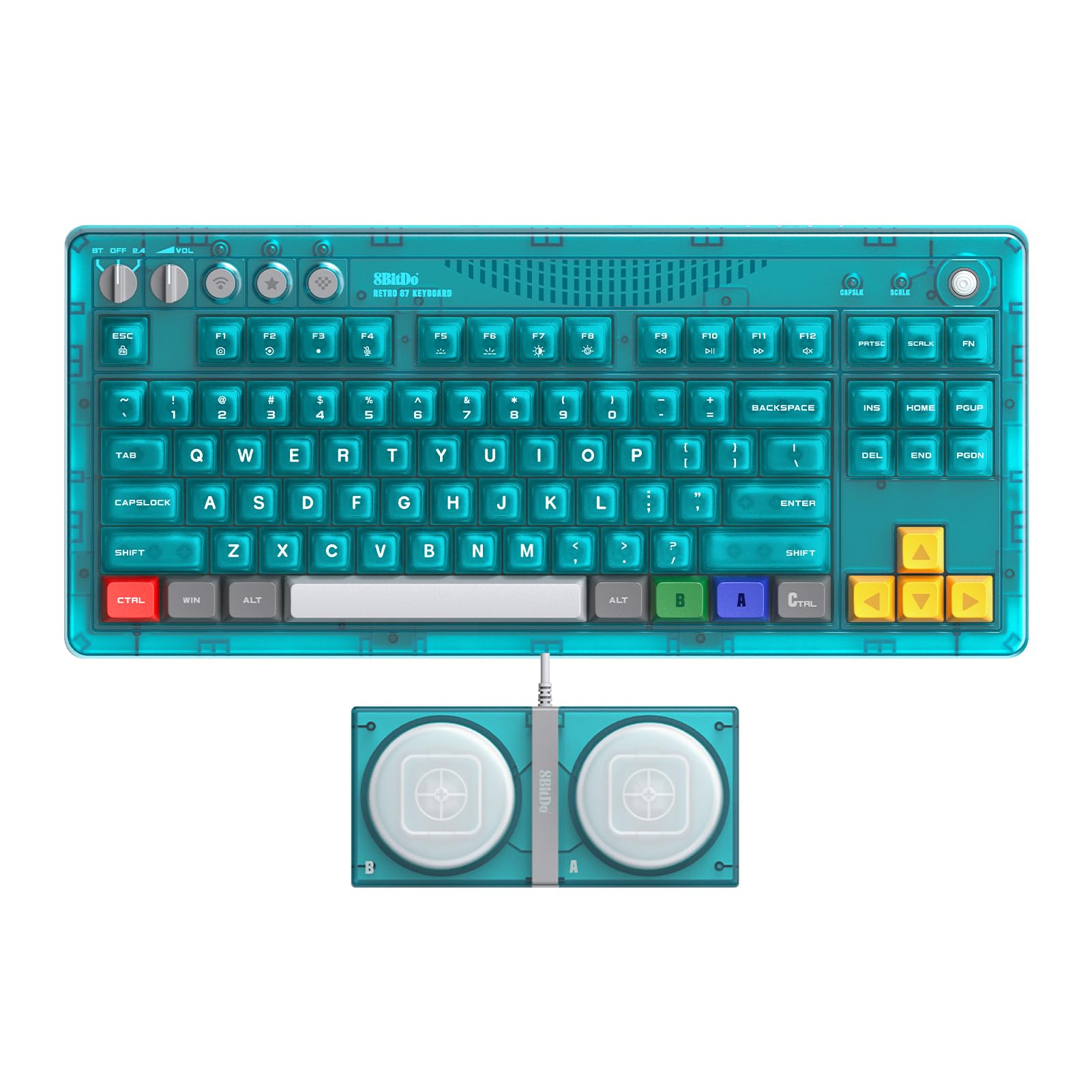 8Bitdo 87 Keys Retro Mechanical Keyboard for PC and Android  Clear Blue