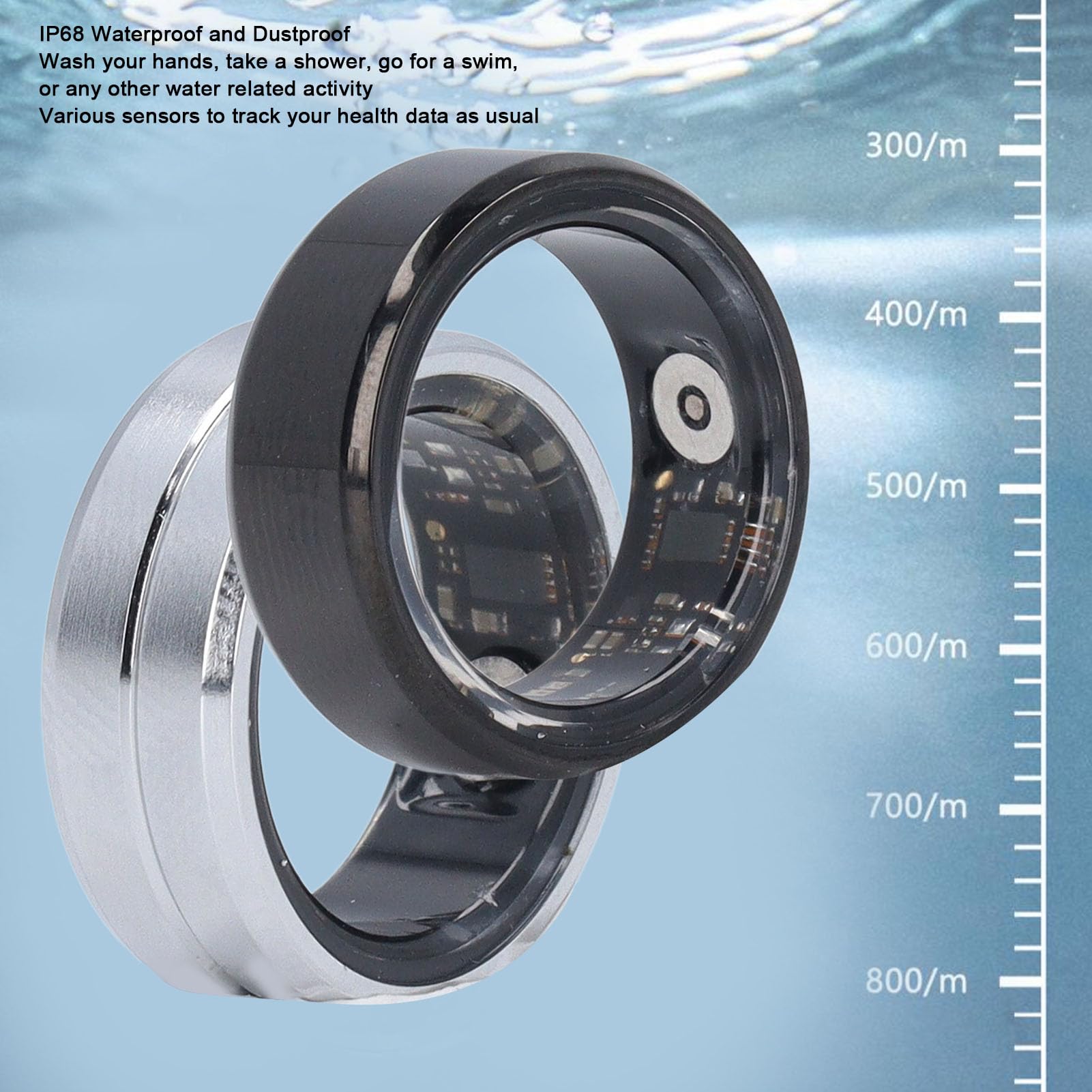 Depisuta Smart Ring Health Tracker, Ip68 Waterproof Bluetooth Smart Health Ring Fitness Sleep Tracker, 7 Days Battery Life Recha