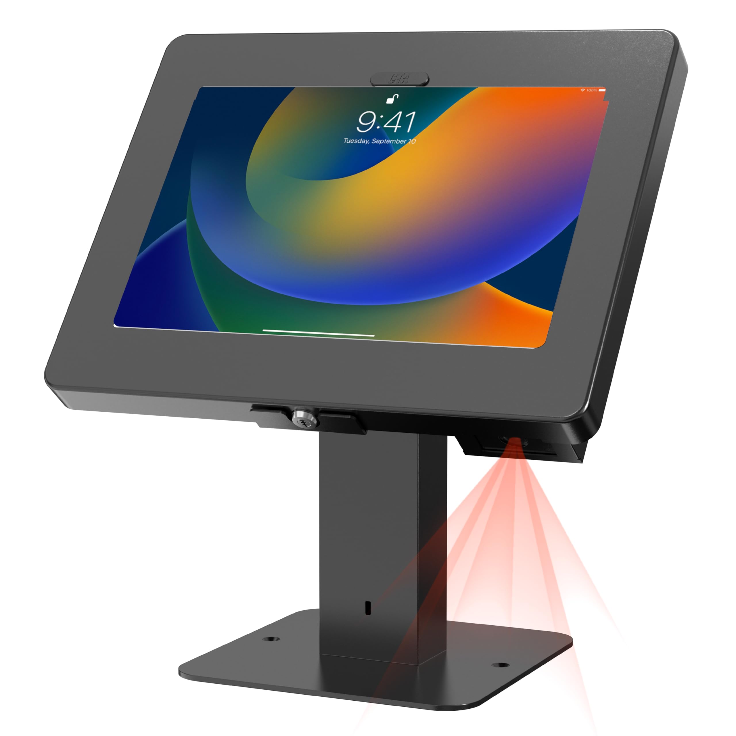 CTA Digital Sleek Rotating POS Desk Mount with Security Enclosure and Barcode Scanner for iPad 10th Gen A16, iPad Air 11 M3 & M2