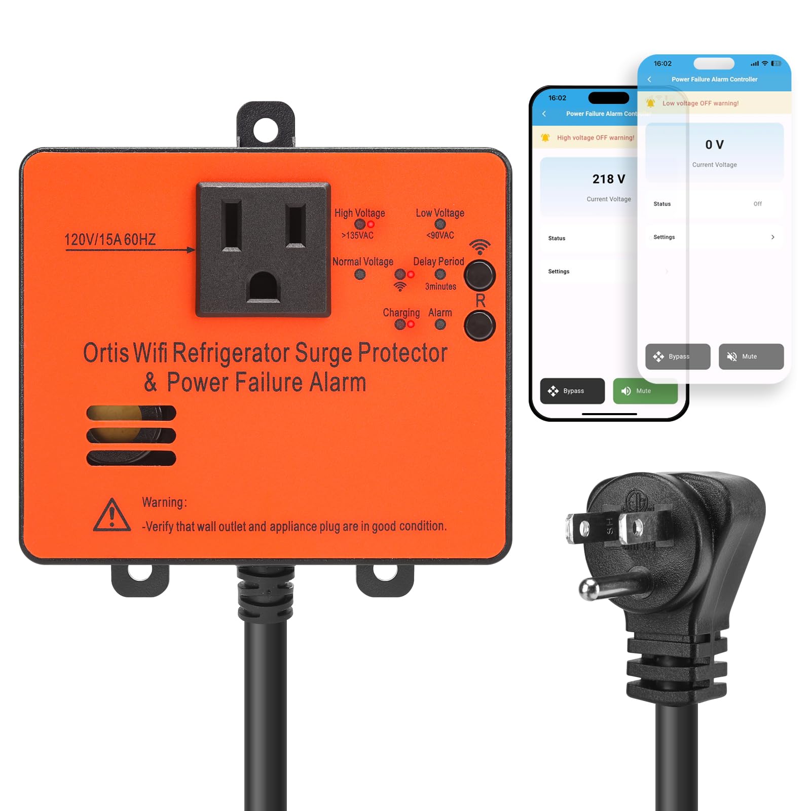 Wi Fi Smart Power Failure Alarm With Surge Protector, Remotely Monitor And Control Your Refrigerator Via App, Ensuring The Safet