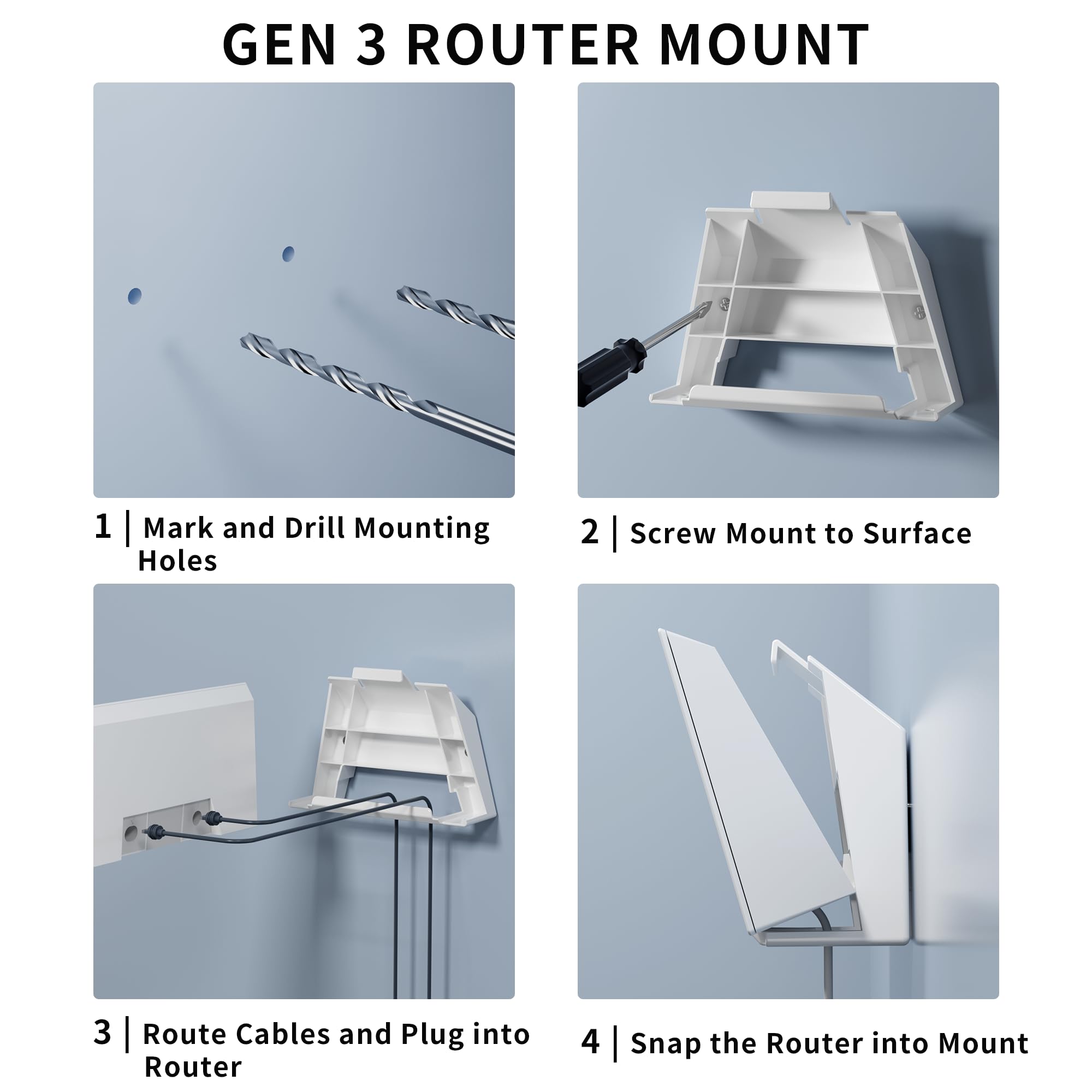 Starlink Gen 3 Router Wall Mount With Standard Power Supply Mount; Starlink V3 Abs Mounting Bracket Kit, Starlink Accessories Fo