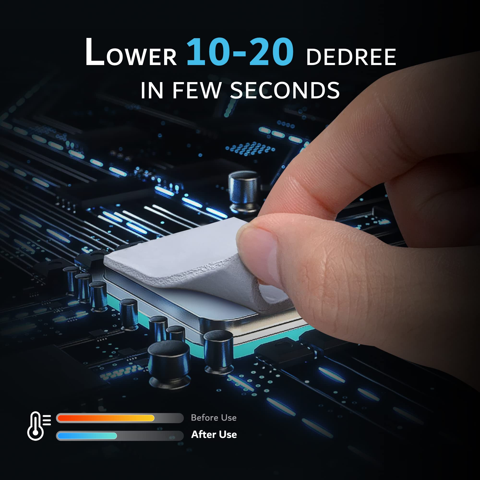 3 Pack 13W/M.K Thermal Pads, 70 X 20Mm 0.5Mm 1Mm 1.5Mm Highly Efficient Thermal Conductivity Silicone Cooling Pads For Laptop He