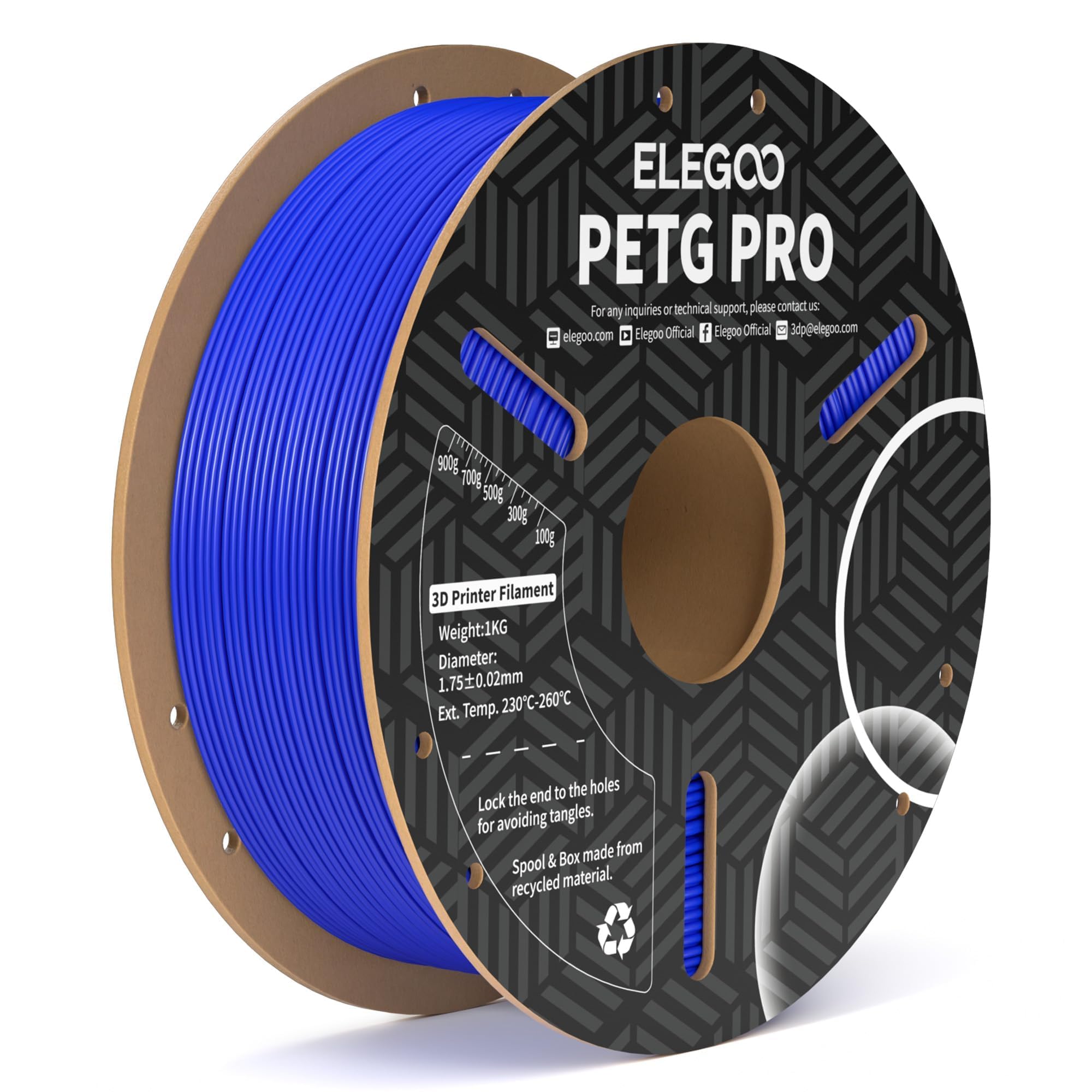 Elegoo Petg Pro Filament 1.75Mm Blue 1Kg, Strong Toughness 3D Printer Filament Dimensional Accuracy +/  0.02 Mm, 1Kg Cardboard S