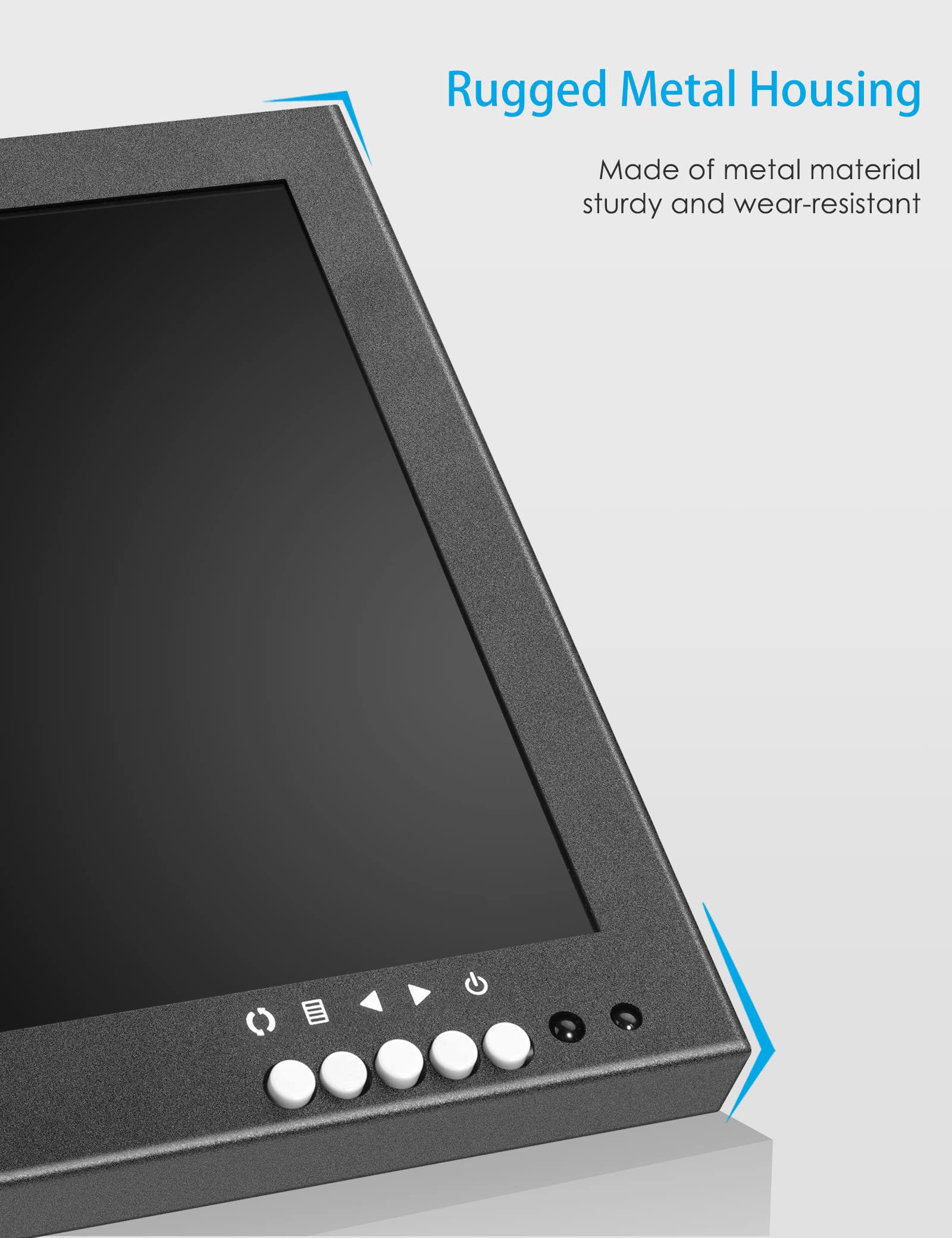 Jinswy 10.1 Security Monitor, 1280 X 800 Hd Display, 16:10 Ips Metal Portable Mini Cctv Monitor, Hdmi Vga Bnc Av Usb Ports, Buil