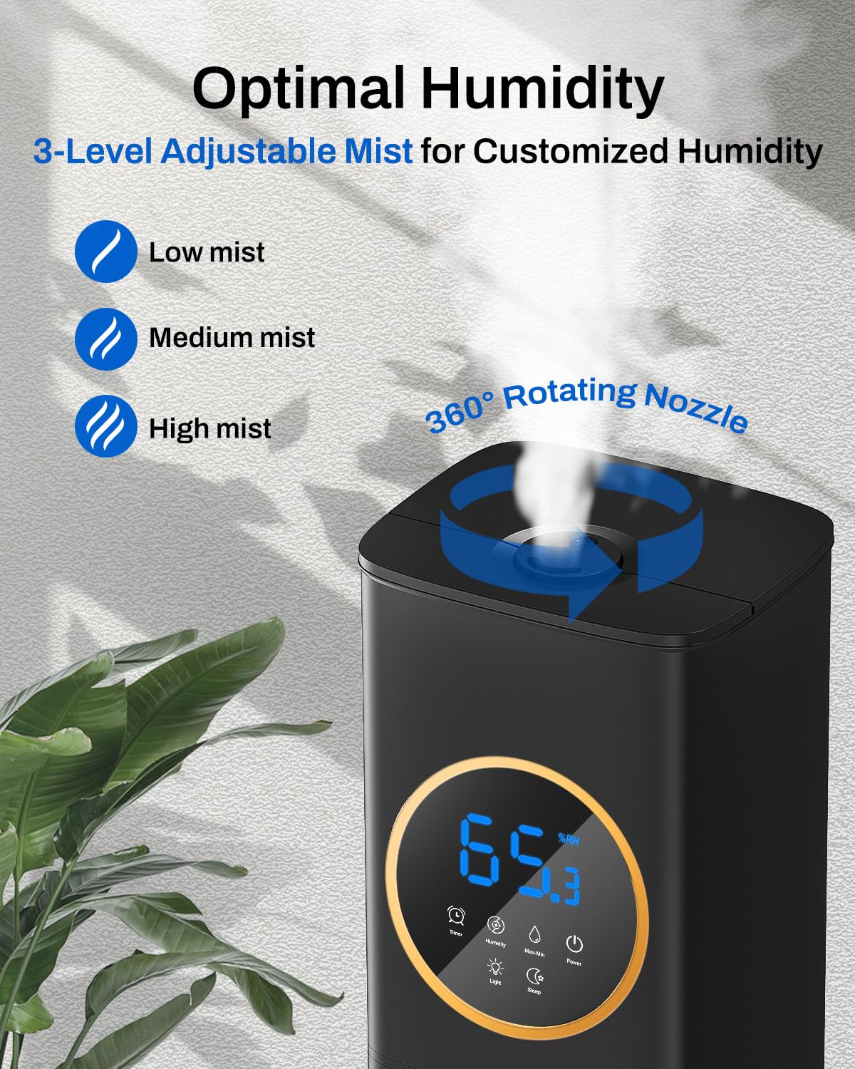 Humidifier Large Room Bedroom With Night Light, 2.1Gal(8L) Humidifiers For Home With Essential Oil Diffuser, Top Fill Whole Hous