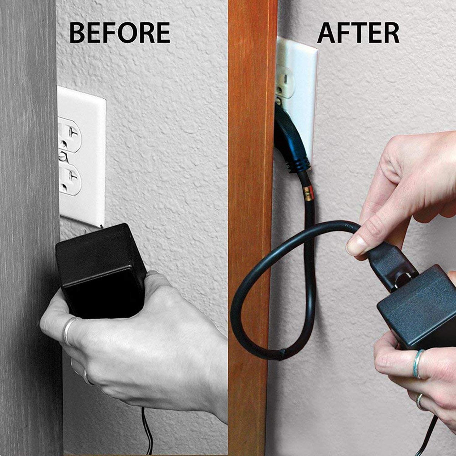 Firmerst 1875W 15A Extension Cord 2 Feet 14/3 Flat Plug Black, Pack Of 2