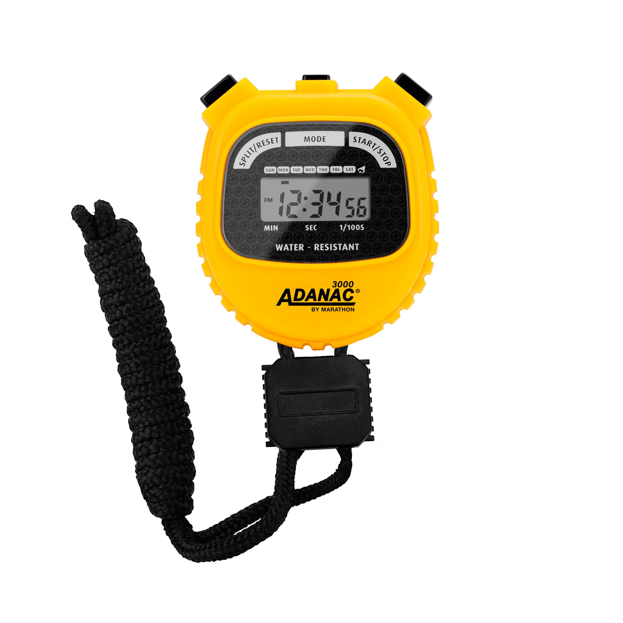 Marathon Adanac 3000 Digital Stopwatch Timer, Yellow - High Precision Accuracy to 1/100th Seconds - Water, Dust & Shock Resistan