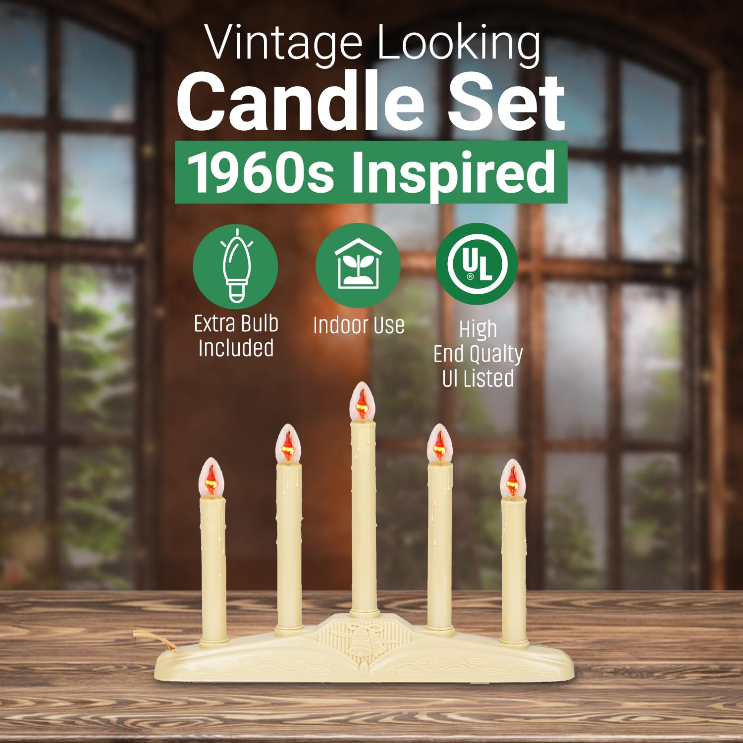 Tupkee Christmas Candolier Window Candles   With Flickering Bulbs   5 Lights Indoor   Flameless Electric Window Candles Candelab
