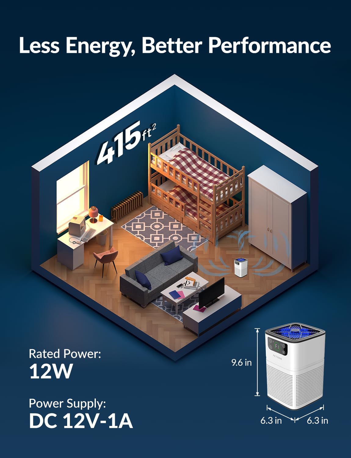 Air Purifier For Home, Fetions Air Cleaner With Aromatherapy Function 3 In 1 Filtration System For Office Living Room Bedroom Ki