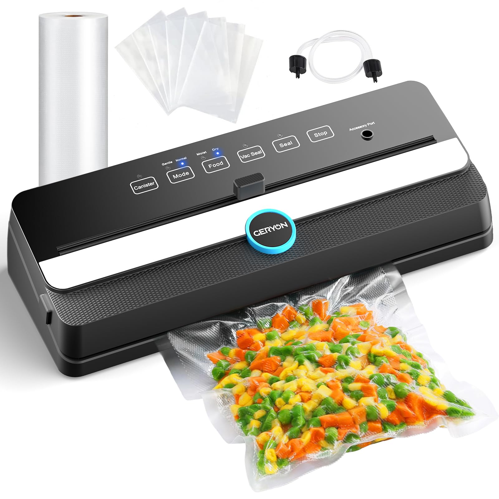 Geryon Vacuum Sealer, Automatic Food Sealer Machine For Food Vacuum Packaging W/Built In Cutter|Starter Kit|Led Indicator Lights