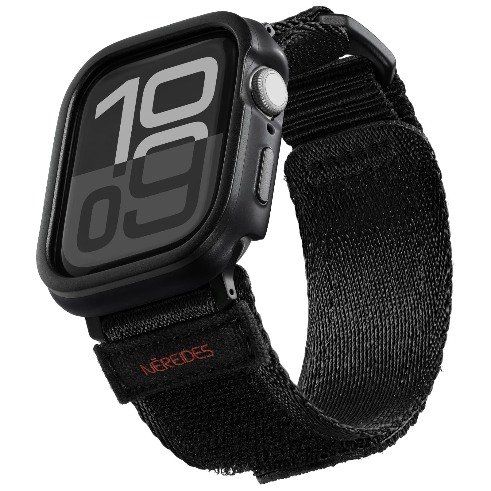 Rugged Case With Band For Apple Watch Series 10 Band 46Mm, Hook And Loop Nylon Sport Strap With Case For Iwatch Men (Black)