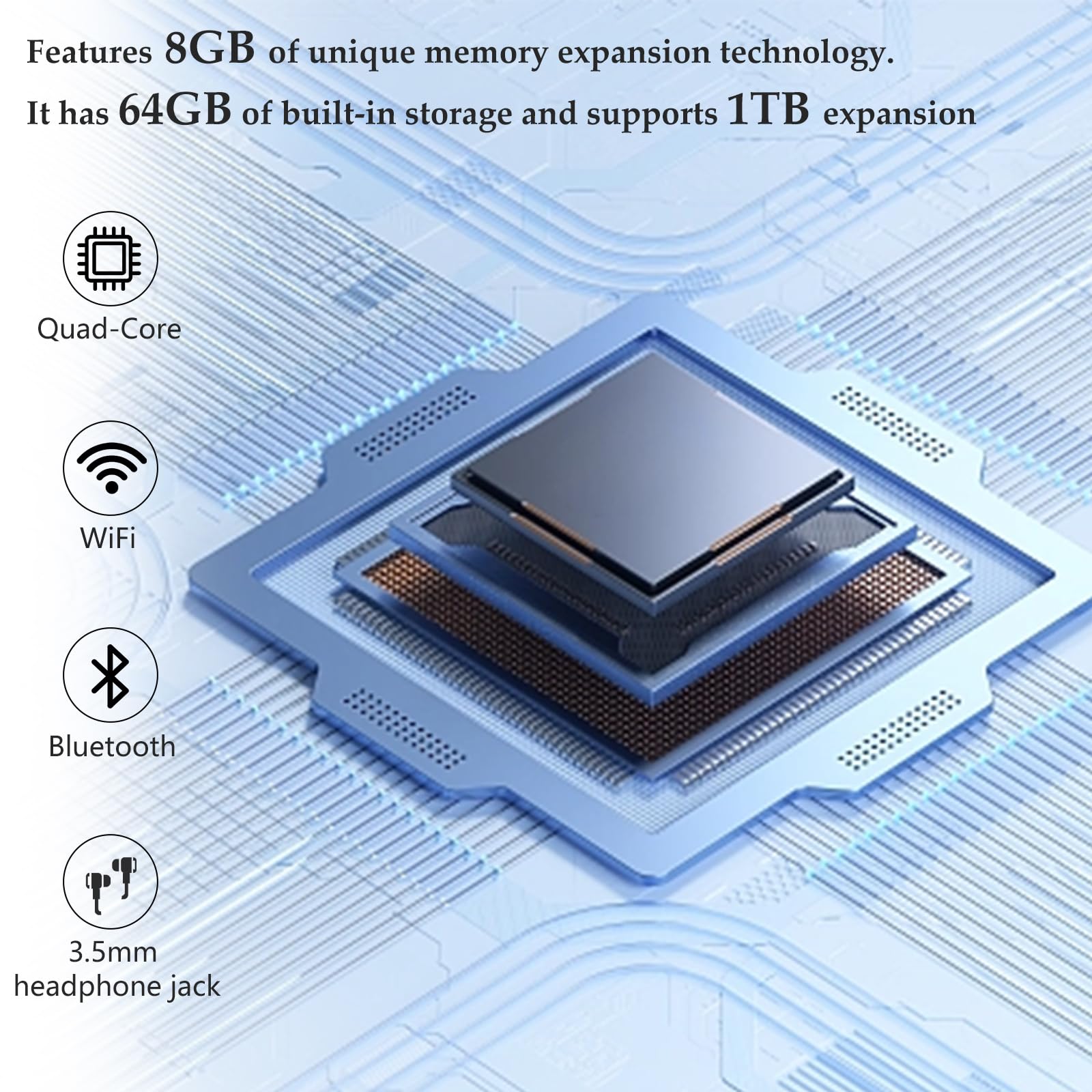 10 Inch Android 13 Tablet, 8Gb Ram+64Gb Rom+512Gb Expandable Computer Tablets Pc, Ips Screen, 2+8Mp Dual Camera, Wifi, Bt, Googl