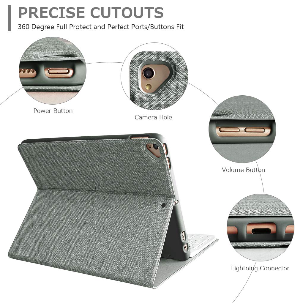 Mmk For Ipad Keyboard Case For 10.2 9Th/8Th/7Th Generation 2021/2020/2019, Detachable Wireless Bt Keyboard With Magnetic Protect