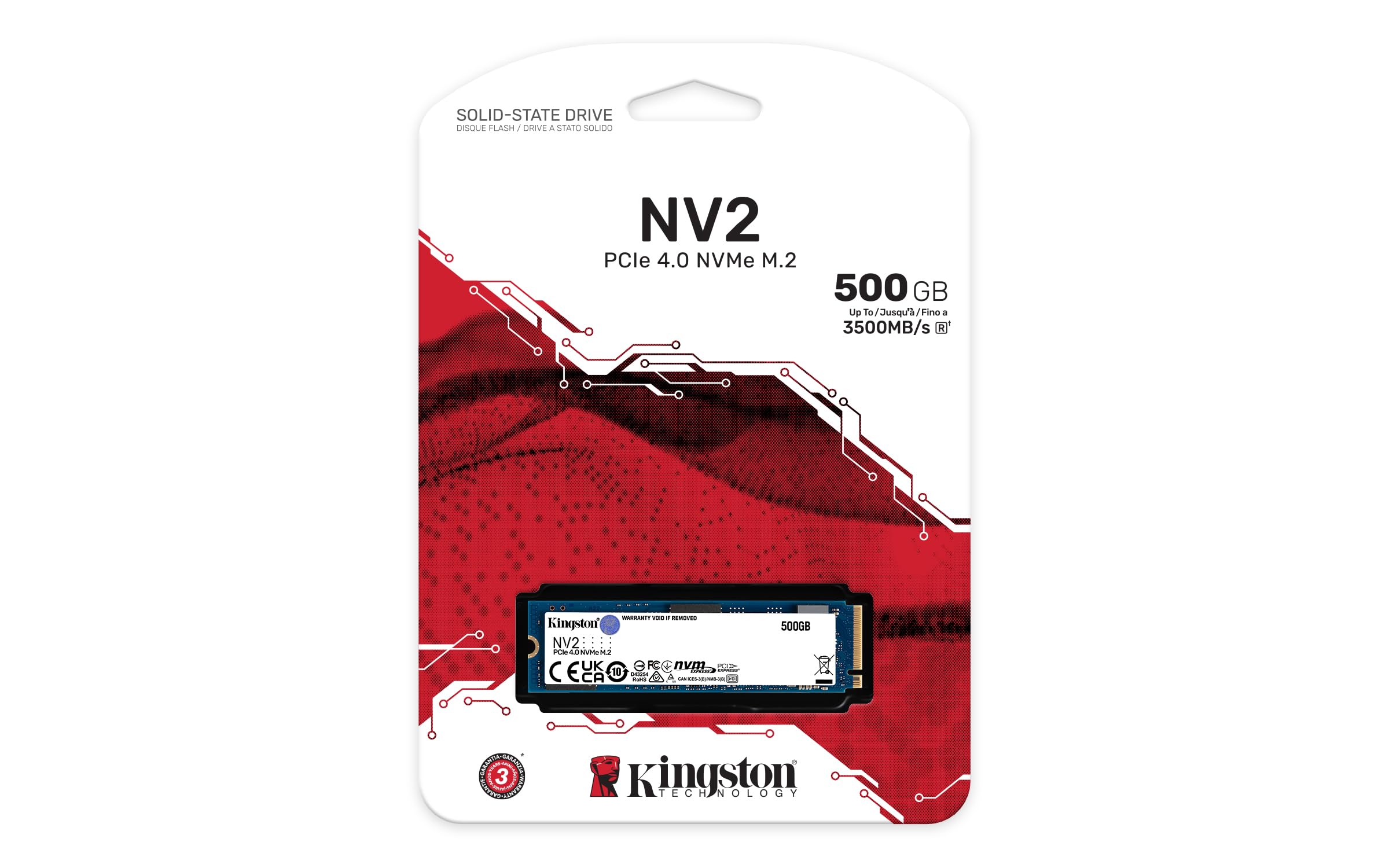 Kingston Nv2 500G M.2 2280 Nvme Internal Ssd  Pcie 4.0 Gen 4X4  Up To 3500 Mbs  Snv2S500G