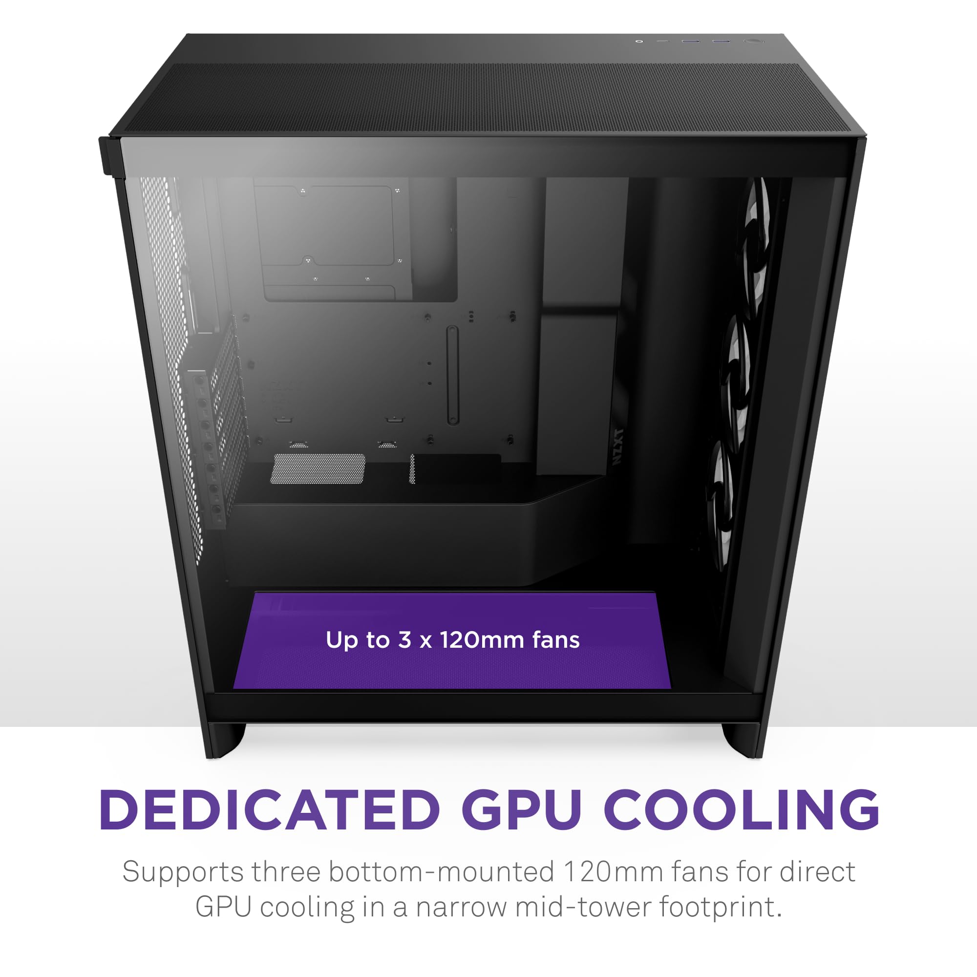 Nzxt H7 Flow Rgb 2024 | Mid Tower Atx Airflow Case With Rgb Fans | Supports Bottom Fans For Direct Gpu Cooling | Includes 360Mm
