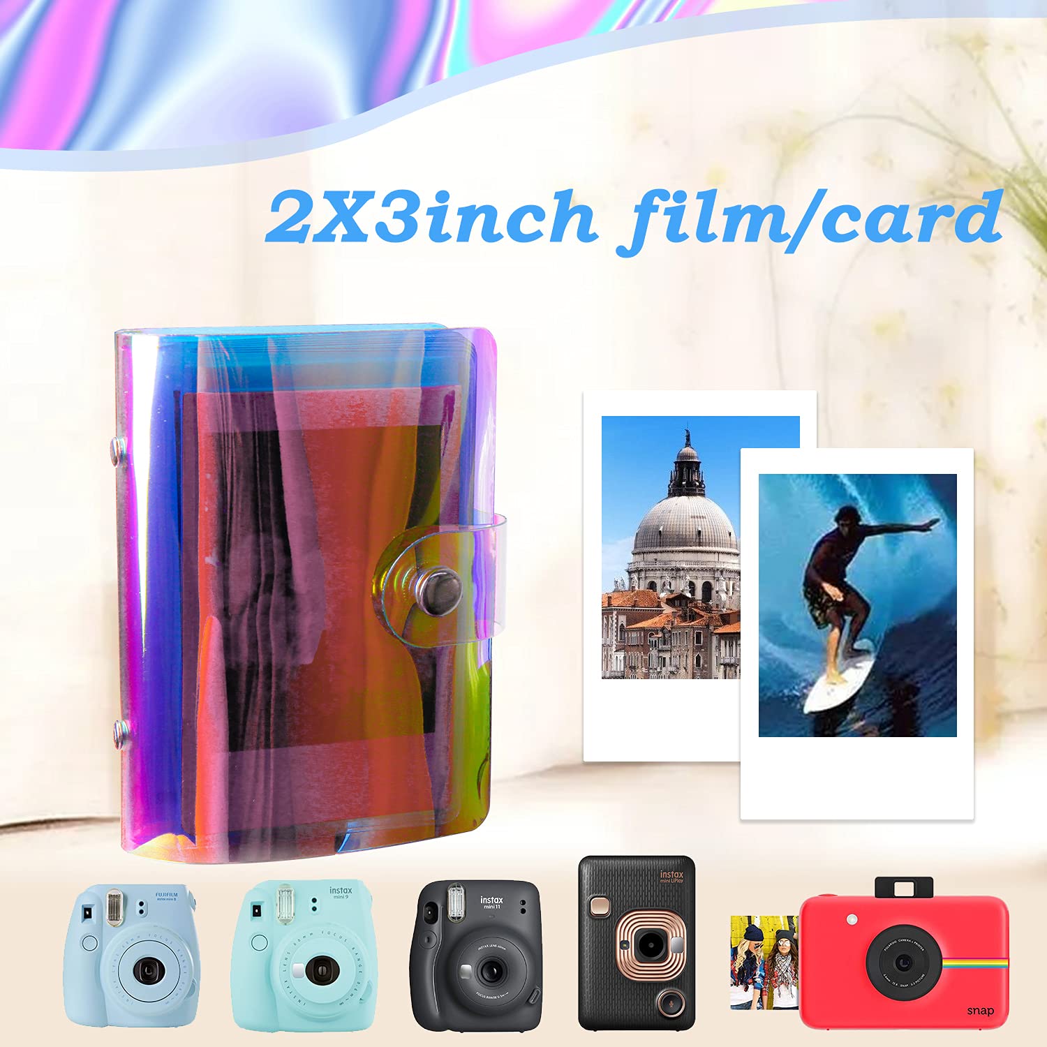 2 Pack One Handed Mini Photo Album For All Fujifilm Instax Mini Style Cameras/Kpop Photocard/Polaroid Snap Snaptouch Instant Pri