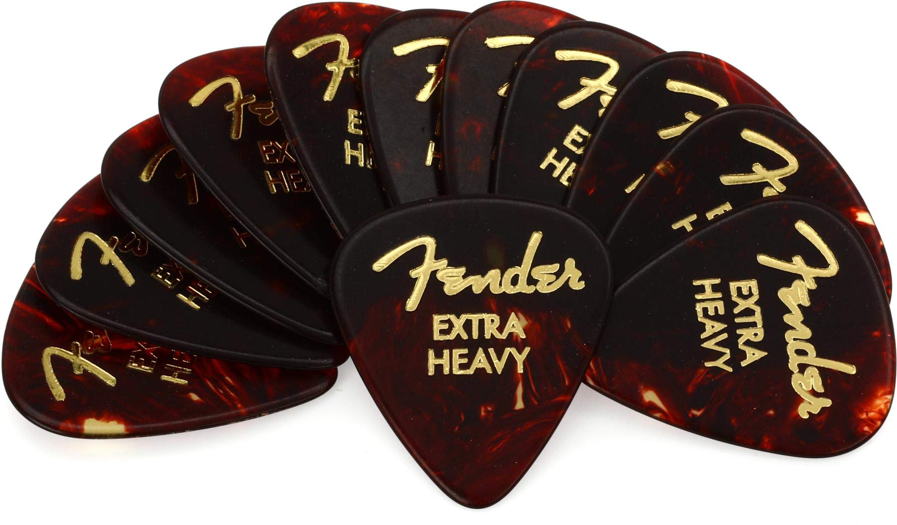 Fender Classic Celluloid Guitar Picks 351 Shape, Tortoise Shell, Extra Heavy, 12 Pack