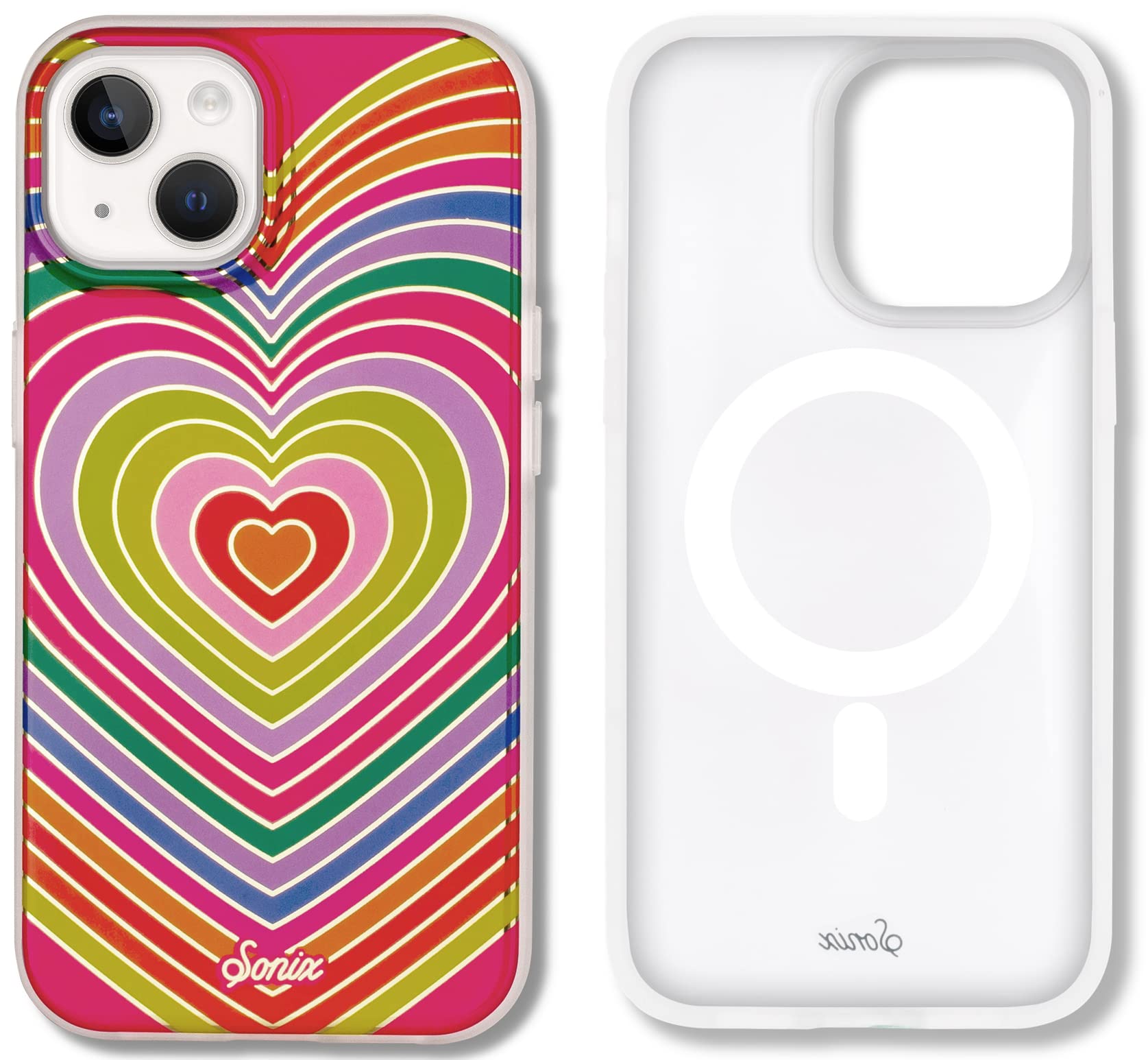 Sonix Case For Iphone 14 Plus | Compatible With Magsafe | 10Ft Drop Tested | Rainbow Hearts