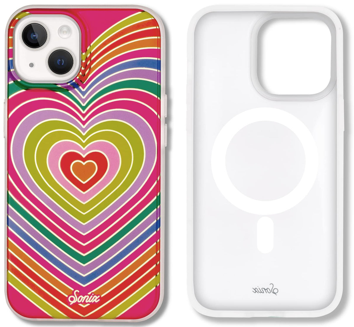 Sonix Case For Iphone 14 Plus | Compatible With Magsafe | 10Ft Drop Tested | Rainbow Hearts
