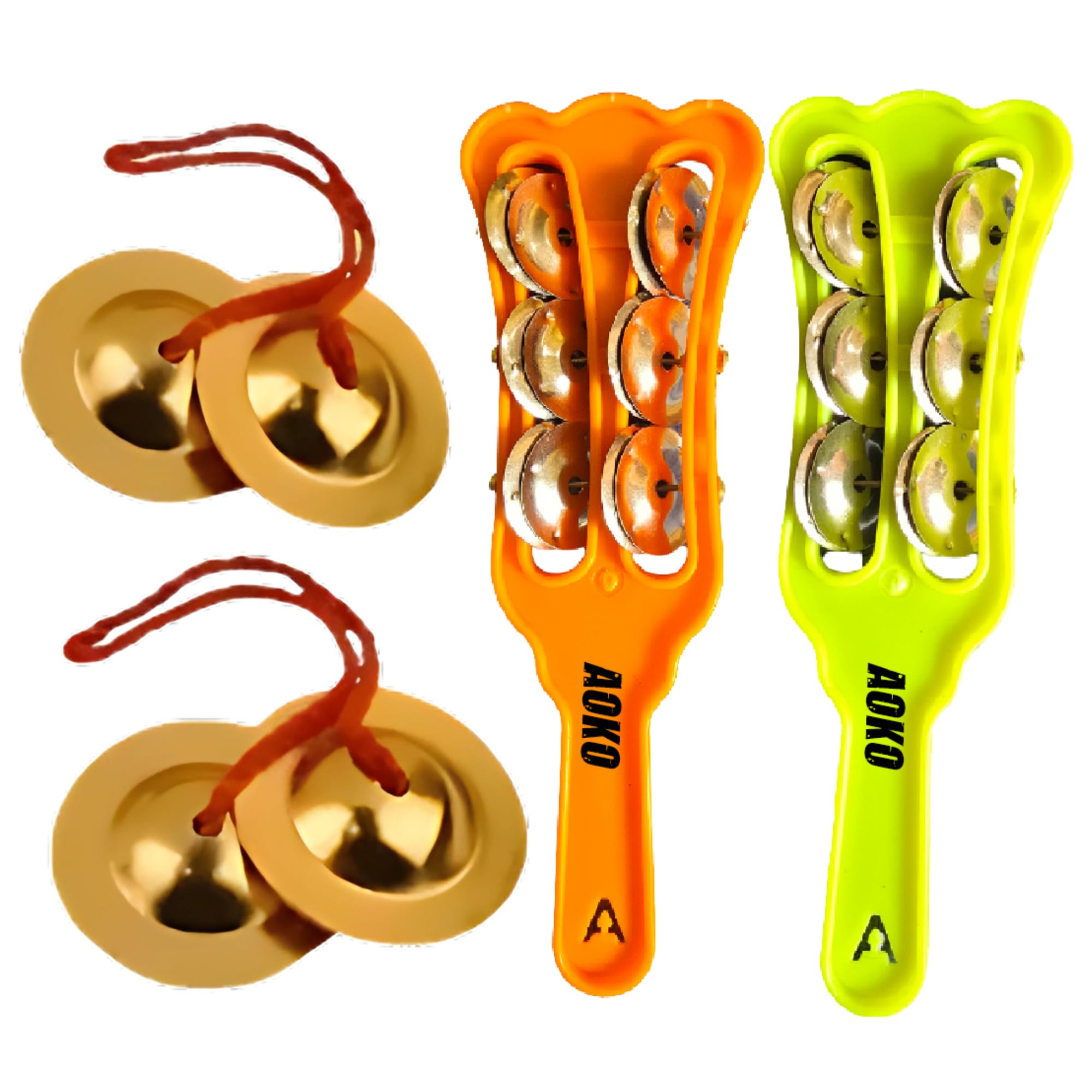 AOKO Khartal Hand Cymbals with 2 Pair of Manjeeras | Traditional Indian Instrument | Kartal Instrument | Ideal for Bhajan | Folk