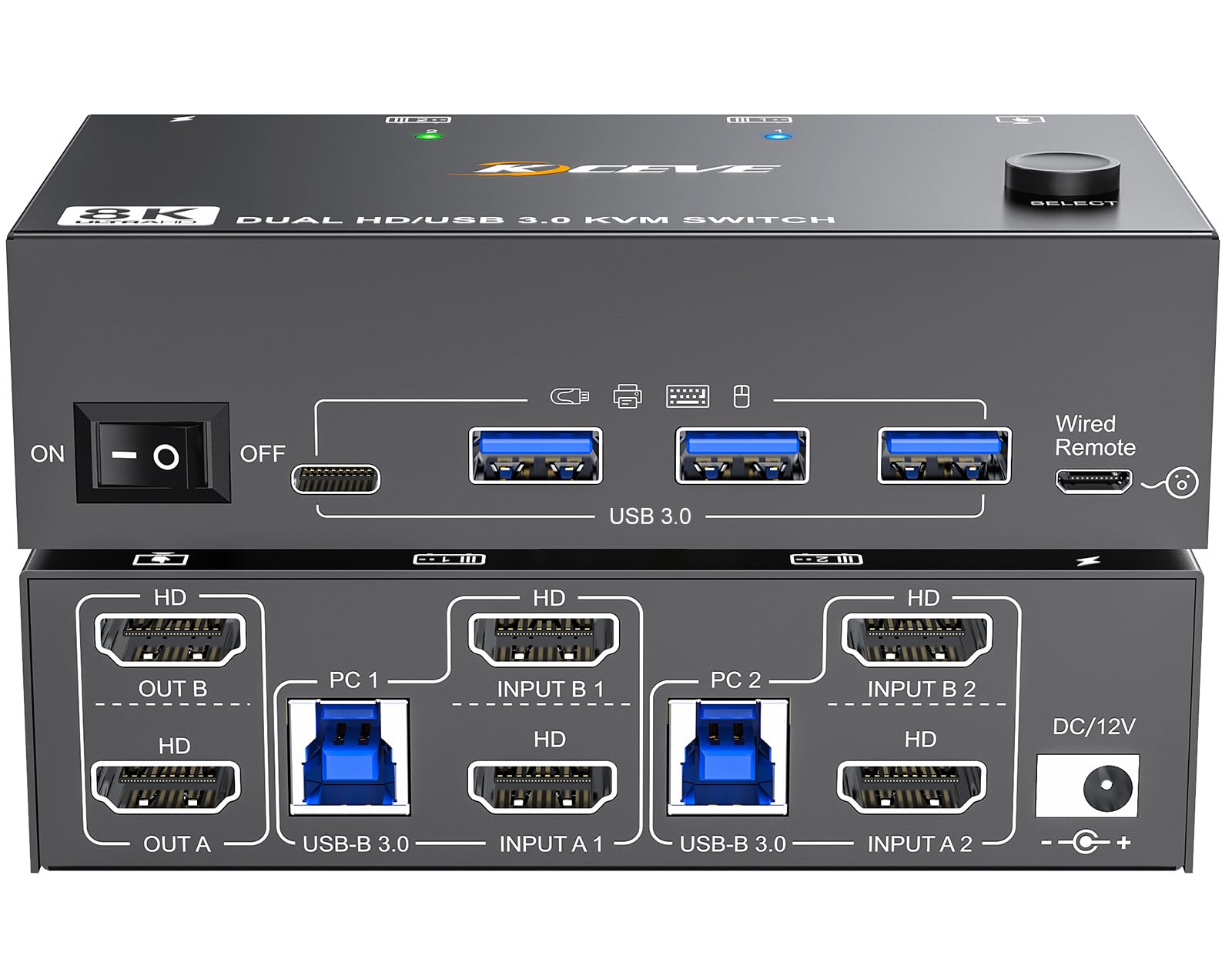 8K Hdmi Kvm Switch 2 Monitors 2 Computers 8K@60Hz 4K@144Hz, Camgeet Dual Monitor Kvm Switch With 4 Usb 3.0 Hub For Keyboard Mous