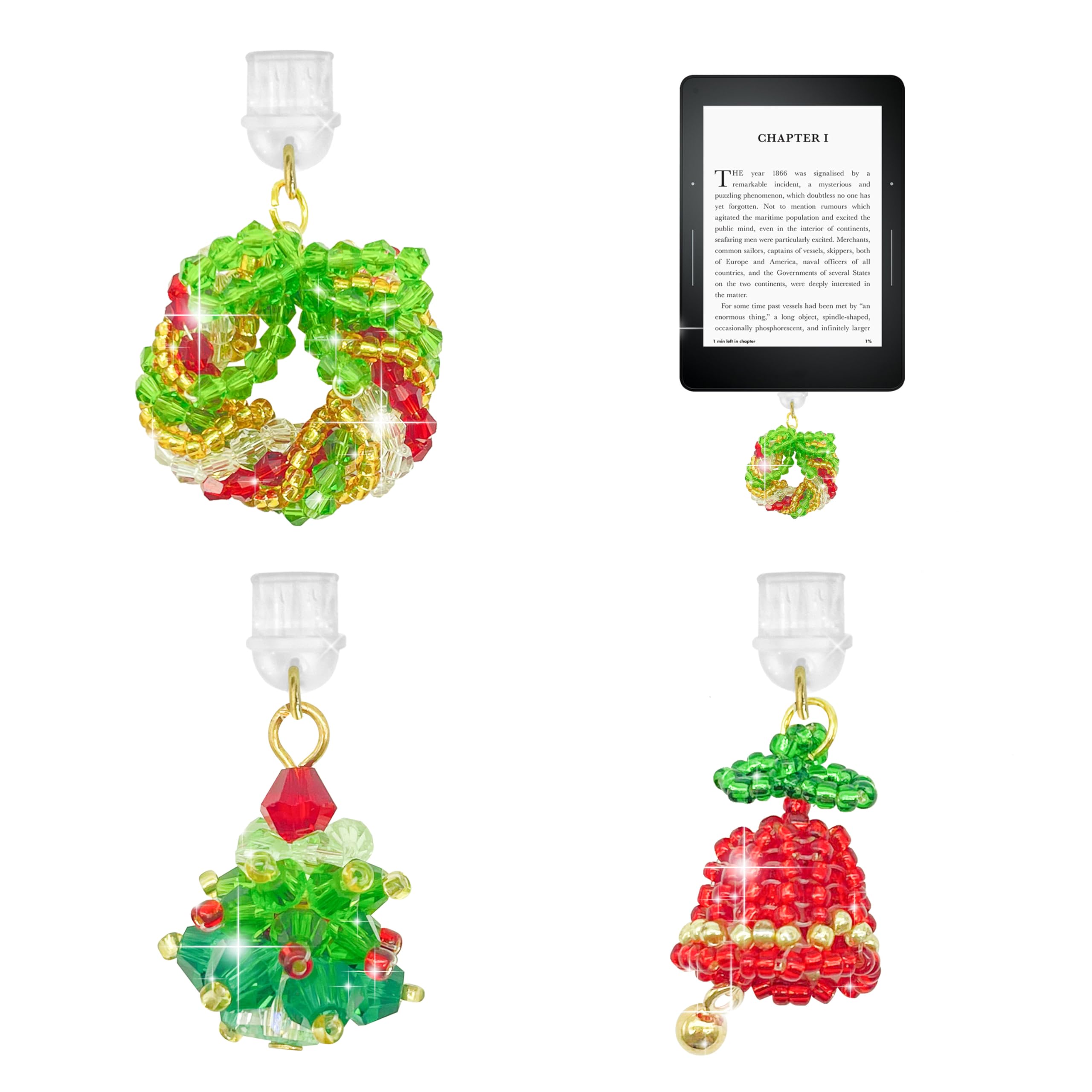 Cute Dust Plug Charm for Kindle Type C Port - Sparkling Handmade Charging Cover for Kindle Paperwhite 11th 12th, Scribe, USB C P