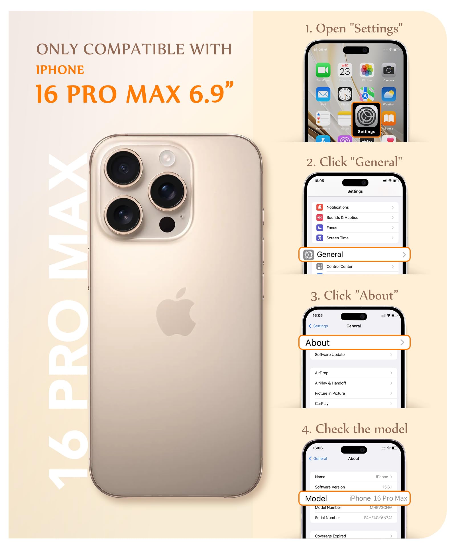 Gviewin For Iphone 16 Pro Max Case Compatible With Magsafe, With Screen & Lens Protectors, Military Grade Protection Slim Marble