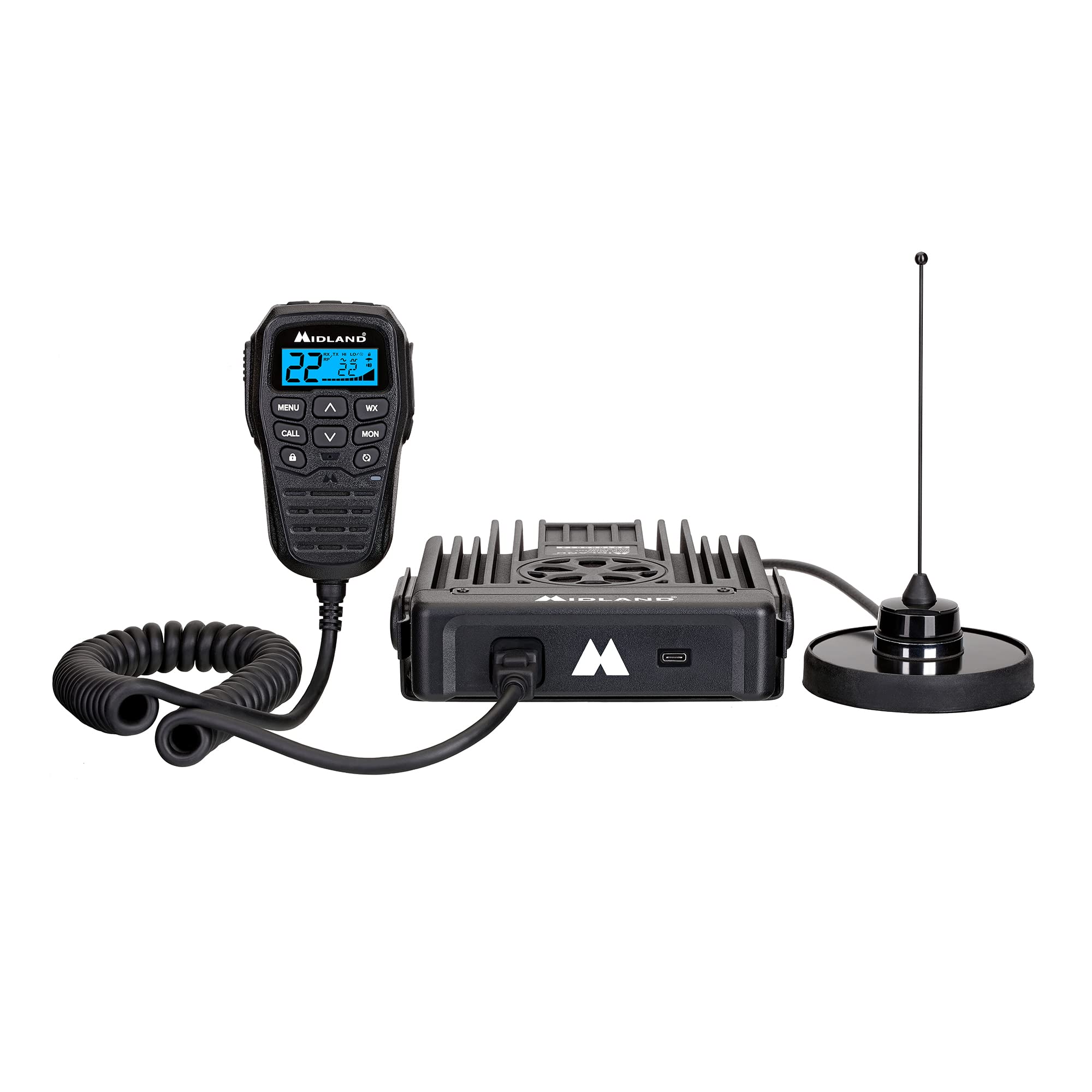 Midland Mxt575 Gmrs Mobile Radio, Integrated Control Mic   External Magnetic Mount   50 Watt Two Way Radio With Noaa Weather Scan And Alert   For Farms, Ranches, Overlanding   Repeater Capable