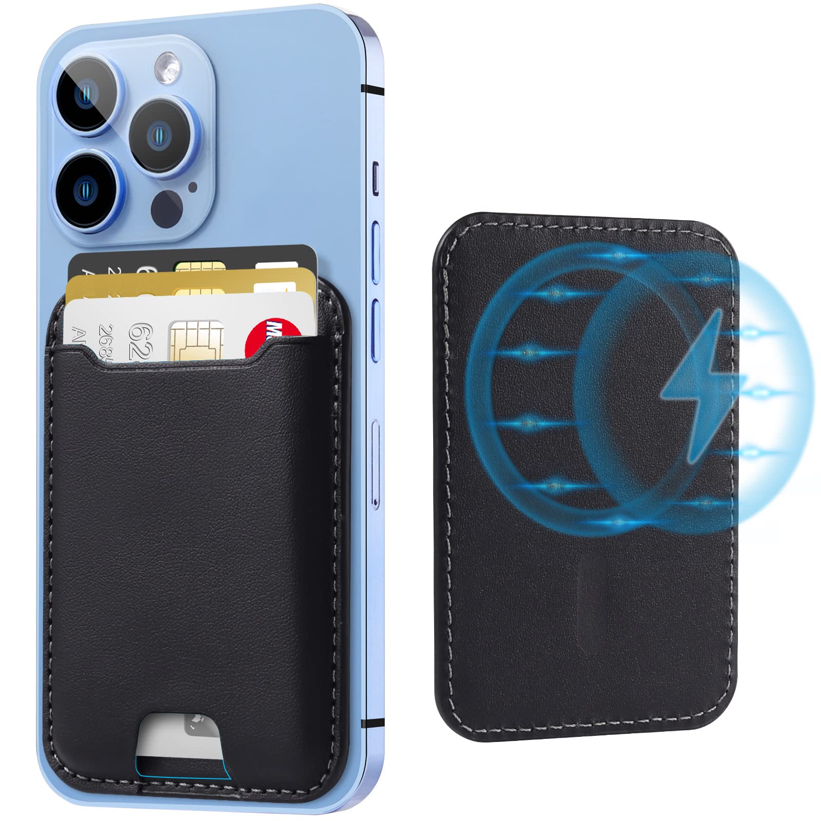 TopMade for Magsafe Wallet, Magnetic Wallet Card Holder for iPhone 16/16 Pro, iPhone 15/14/13/12 Series, Leather Magnetic Phone 