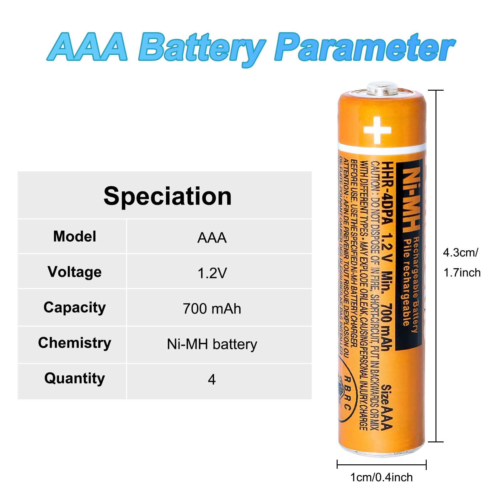 Cucesh Ni Mh Aaa Rechargeable Battery 1.2V 700Mah Rechargeable Aaa Batteries For Panasonic Cordless Phones, Remote Controls, Ele