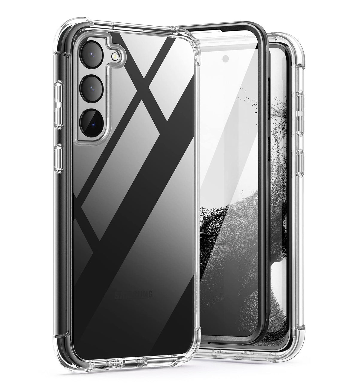 Suritch For Galaxy S23 Clear Case,[Built In Screen Protector] Full Body Protection Hard Shell+Soft Tpu Bumper Shockproof Protect