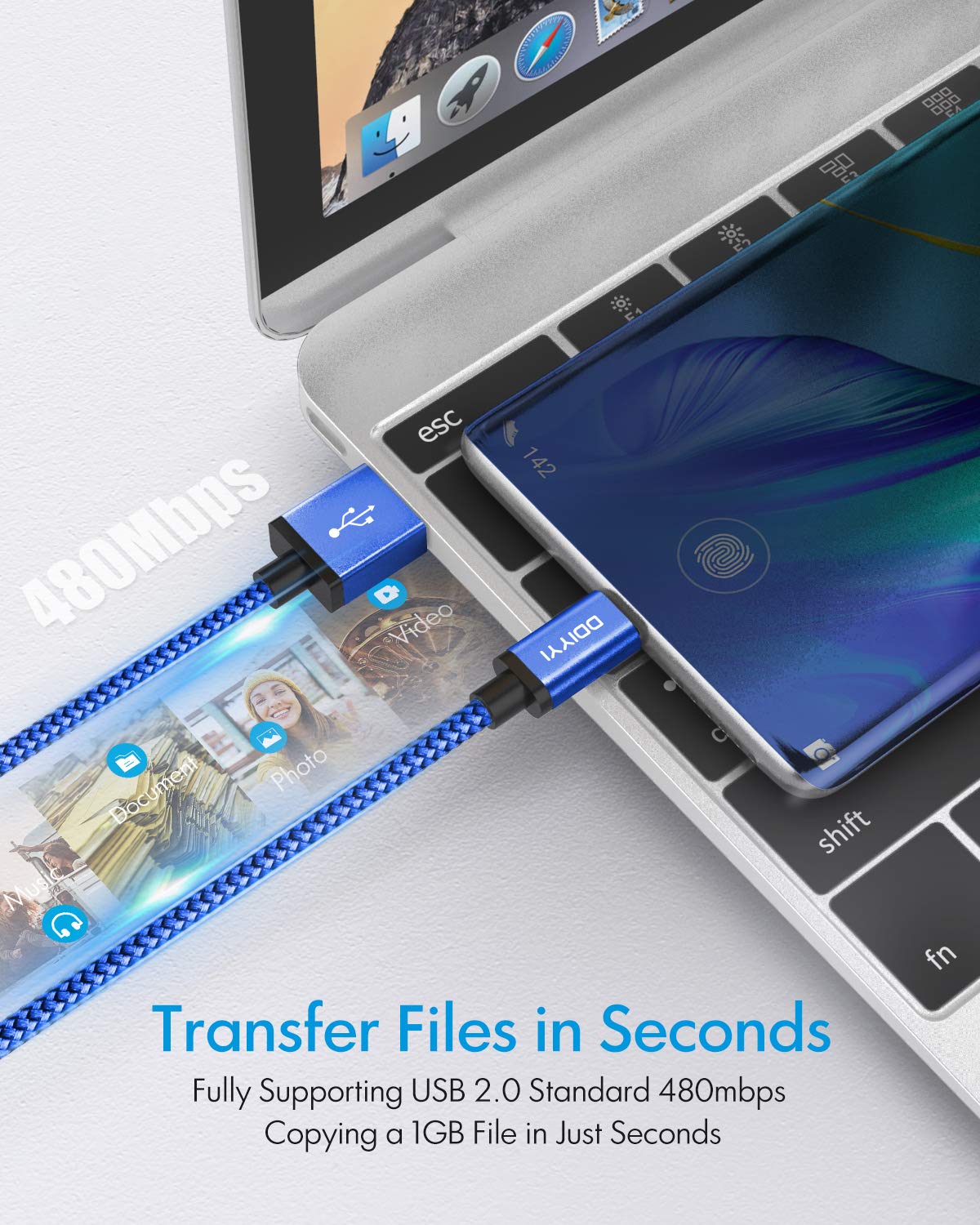 Ddiyyi Usb Type C Charger Cable (3 Pack 3Ft), Type C Fast Charging Cord Nylon Braided Phone Android Power For Moto G Stylus 5G 2024, G Power, G 5G, Edge 2023 Razr, G Play 2022 2021   Blue