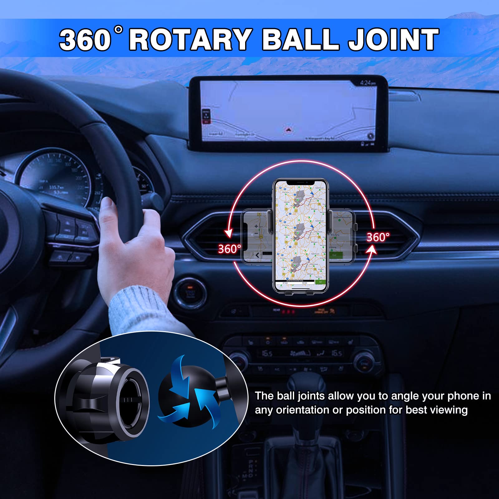 Karltys Car Phone Holder For Mazda Cx-5 2017-2025 Accessories Cx5 Cell Phone Holder Air Vent Mount For 4-7 Inch Phones Hands Fre